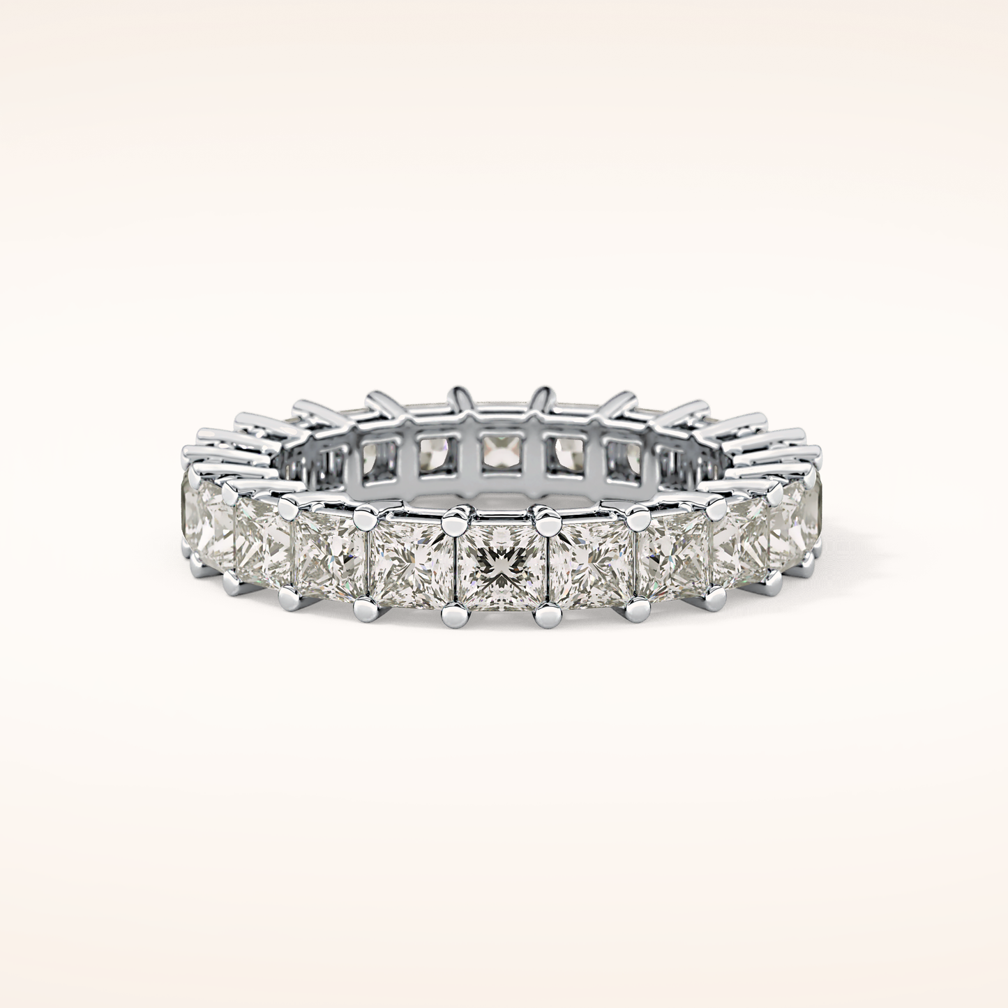 3.83 TCW Princess Shaped Moissanite Full Eternity Wedding Band