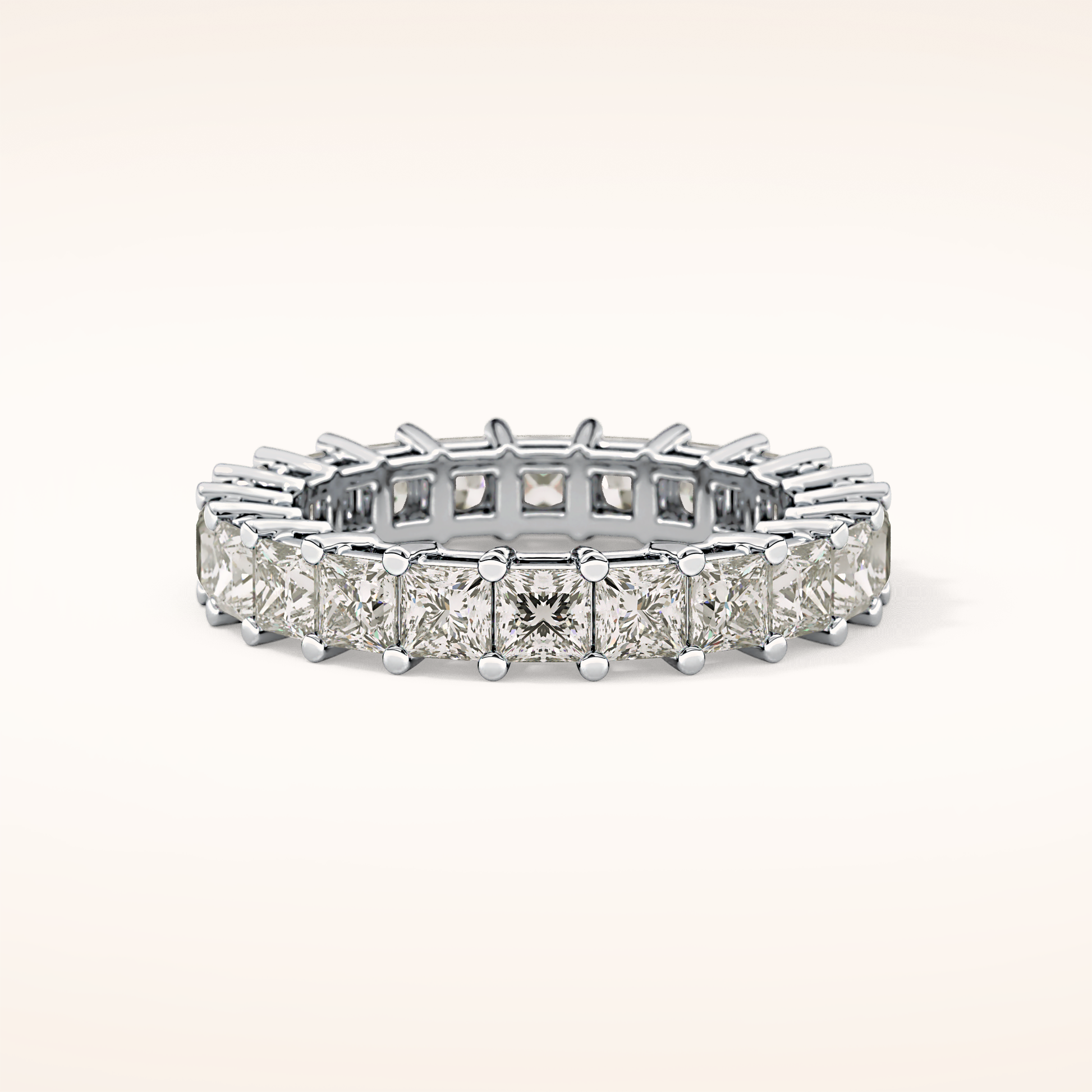 3.83 TCW Princess Shaped Moissanite Full Eternity Wedding Band