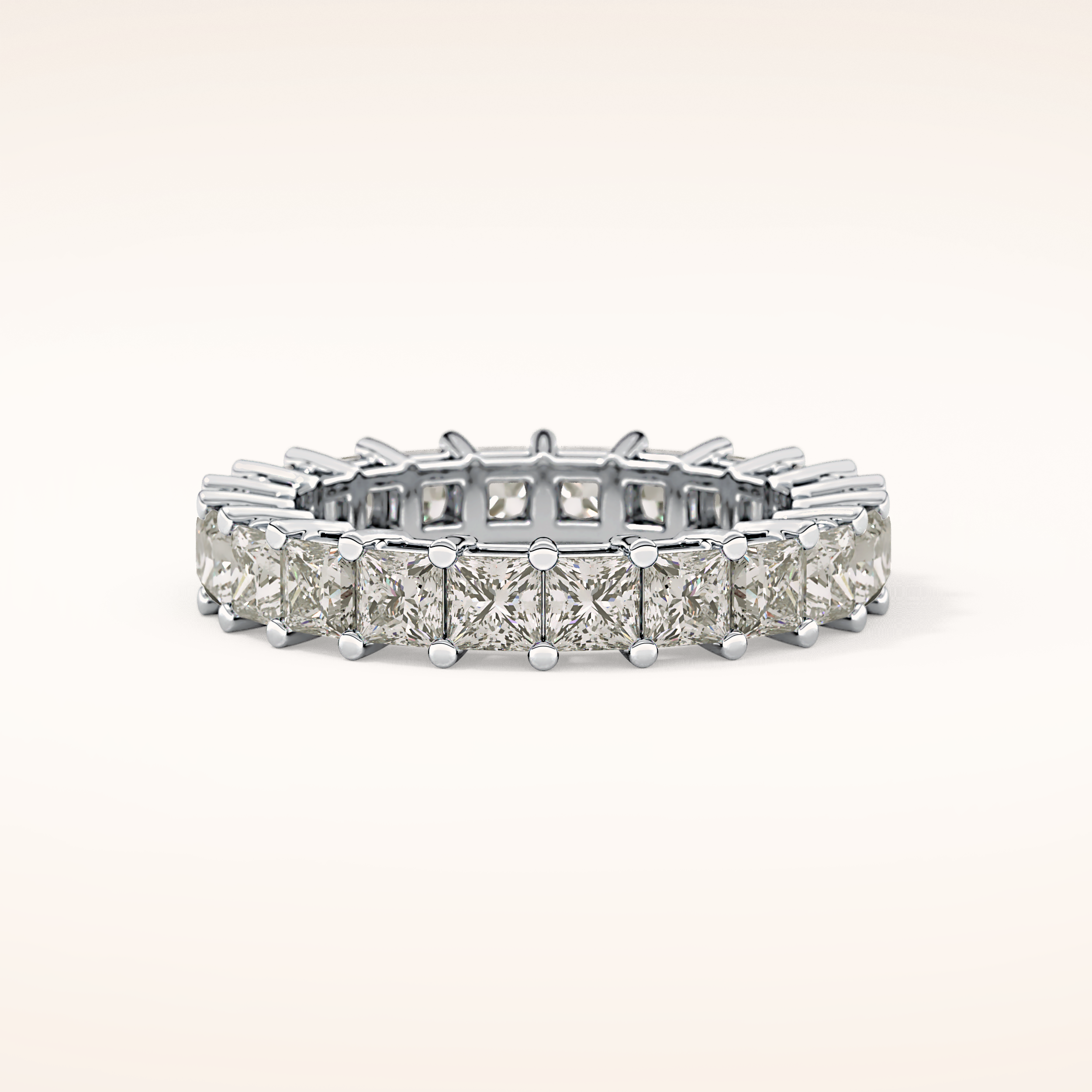 3.83 TCW Princess Shaped Moissanite Full Eternity Wedding Band