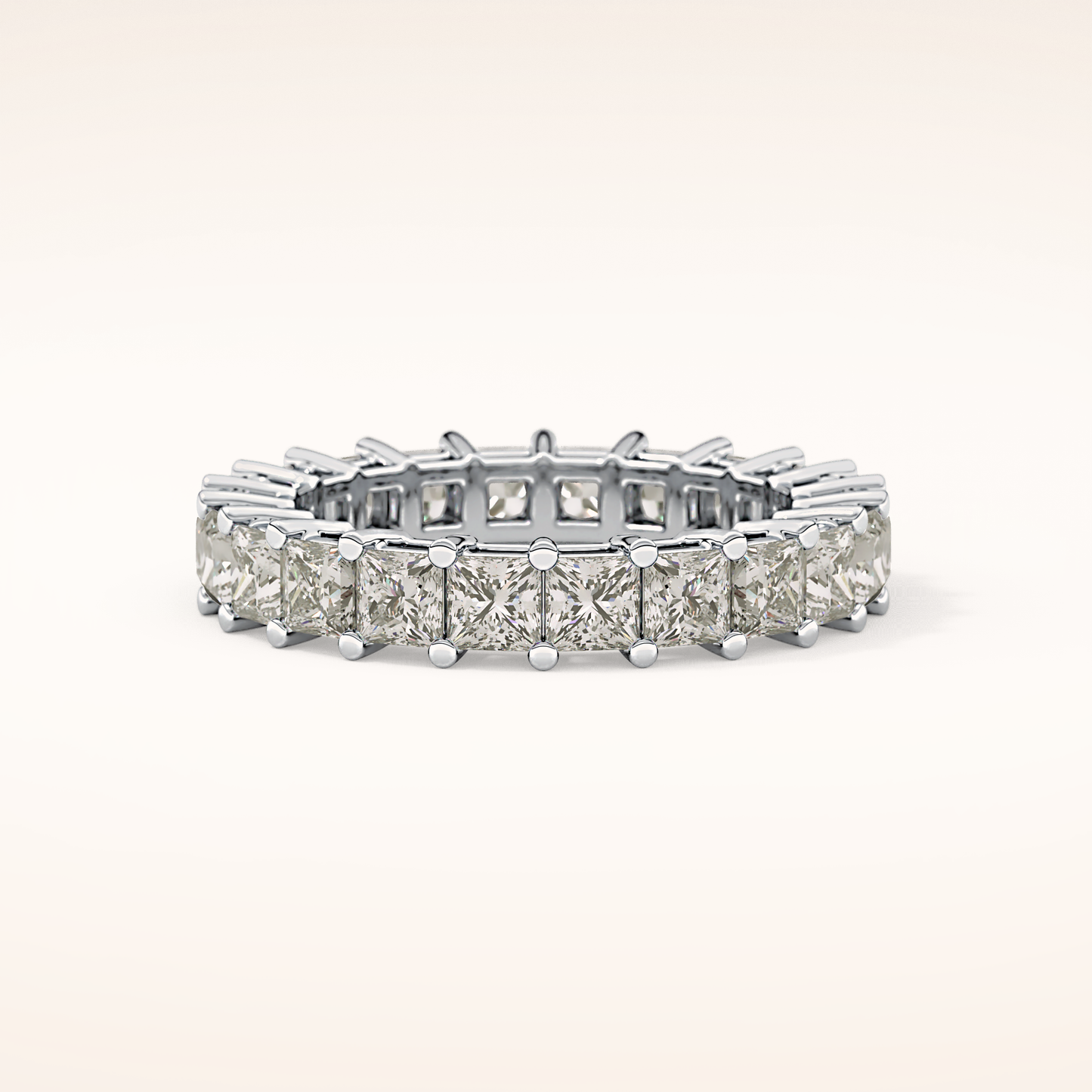 3.83 TCW Princess Shaped Moissanite Full Eternity Wedding Band