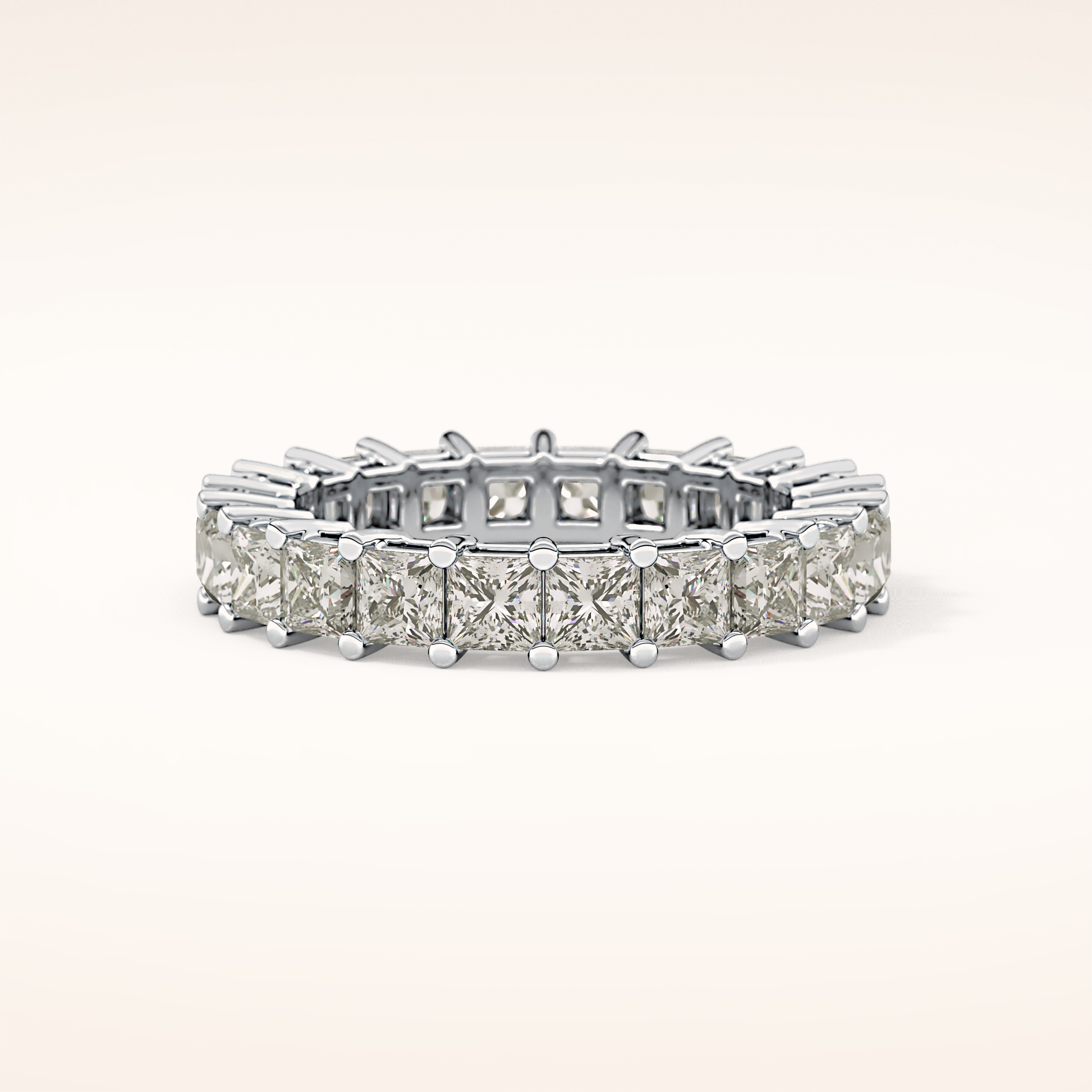 3.83 TCW Princess Shaped Moissanite Full Eternity Wedding Band