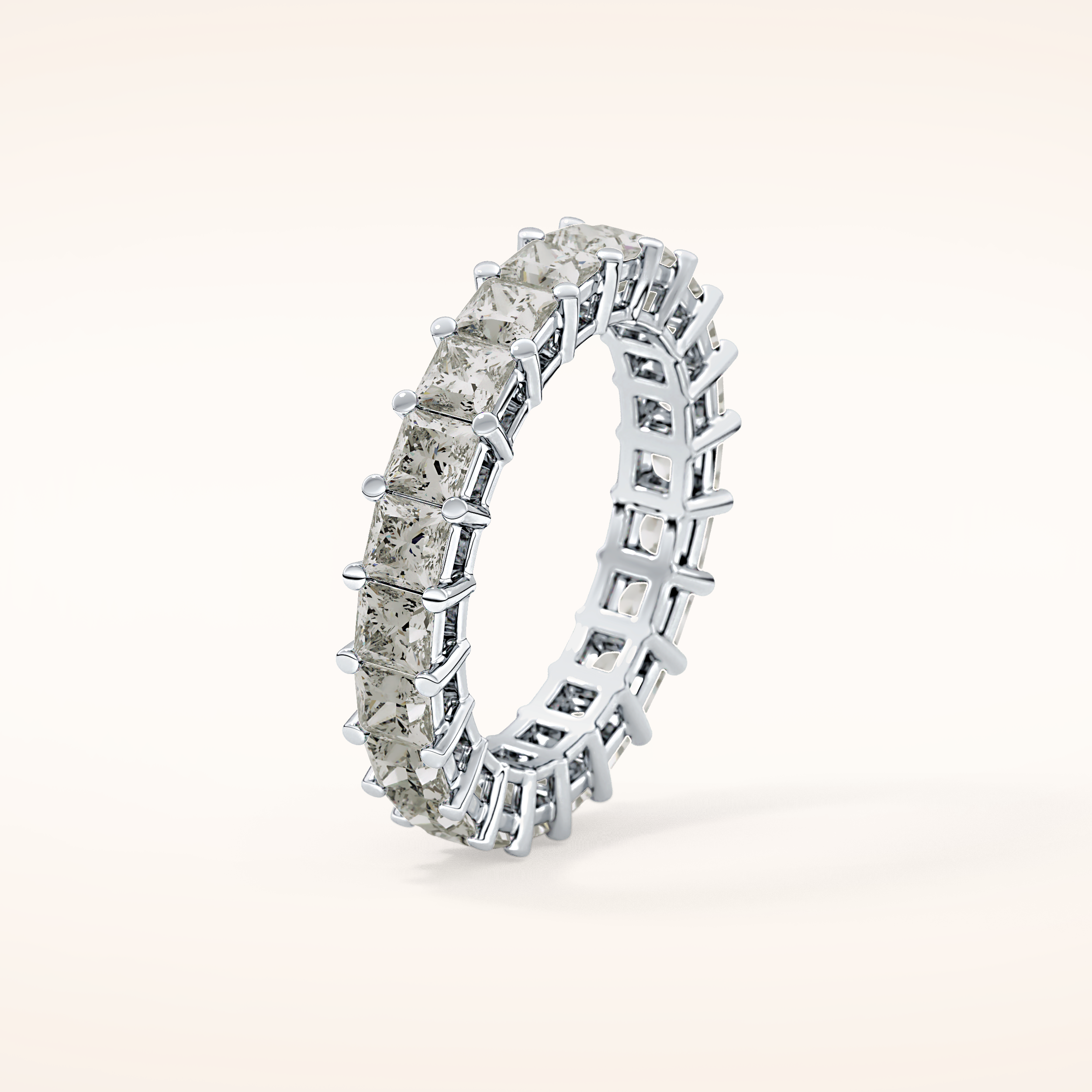 3.83 TCW Princess Shaped Moissanite Full Eternity Wedding Band
