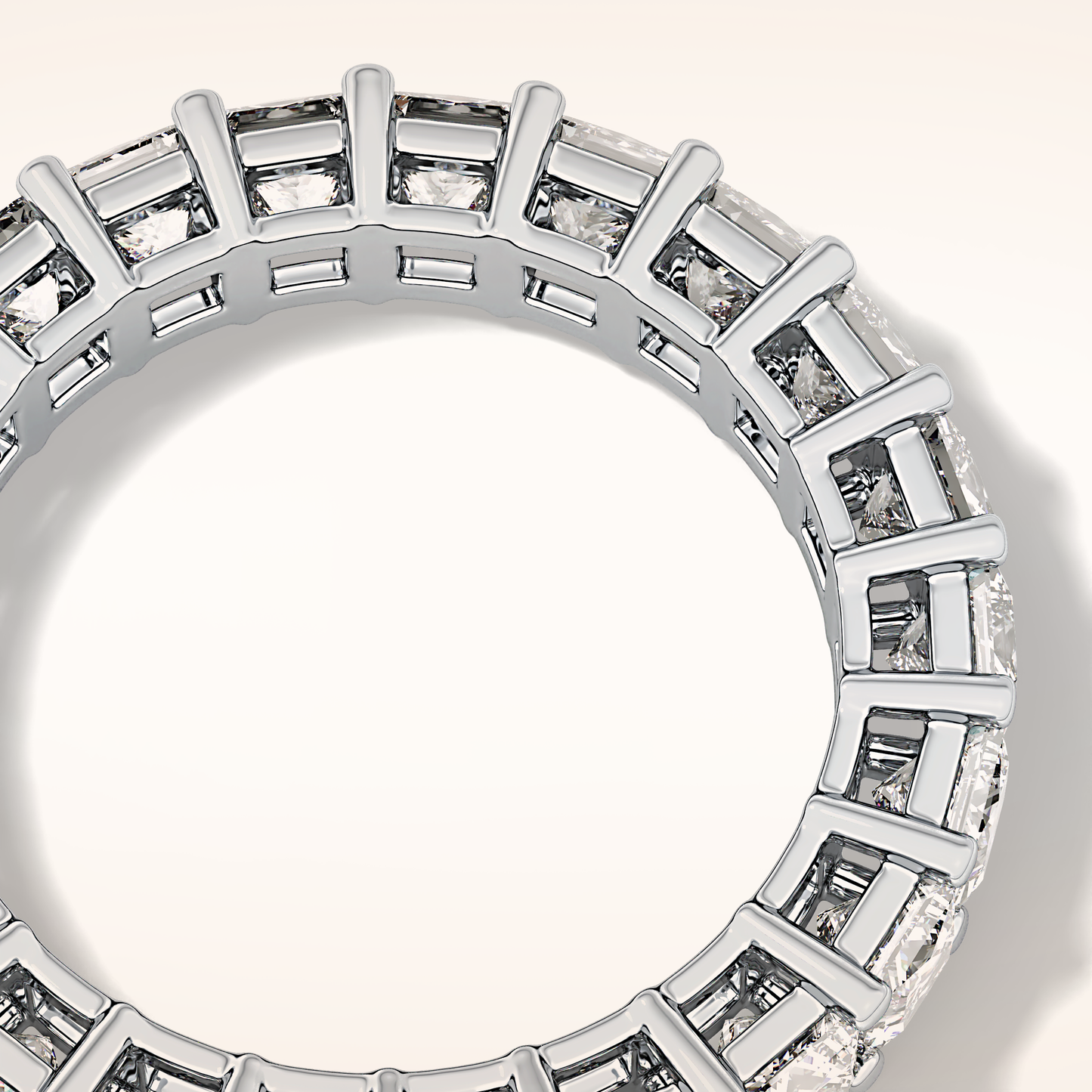 3.83 TCW Princess Shaped Moissanite Full Eternity Wedding Band