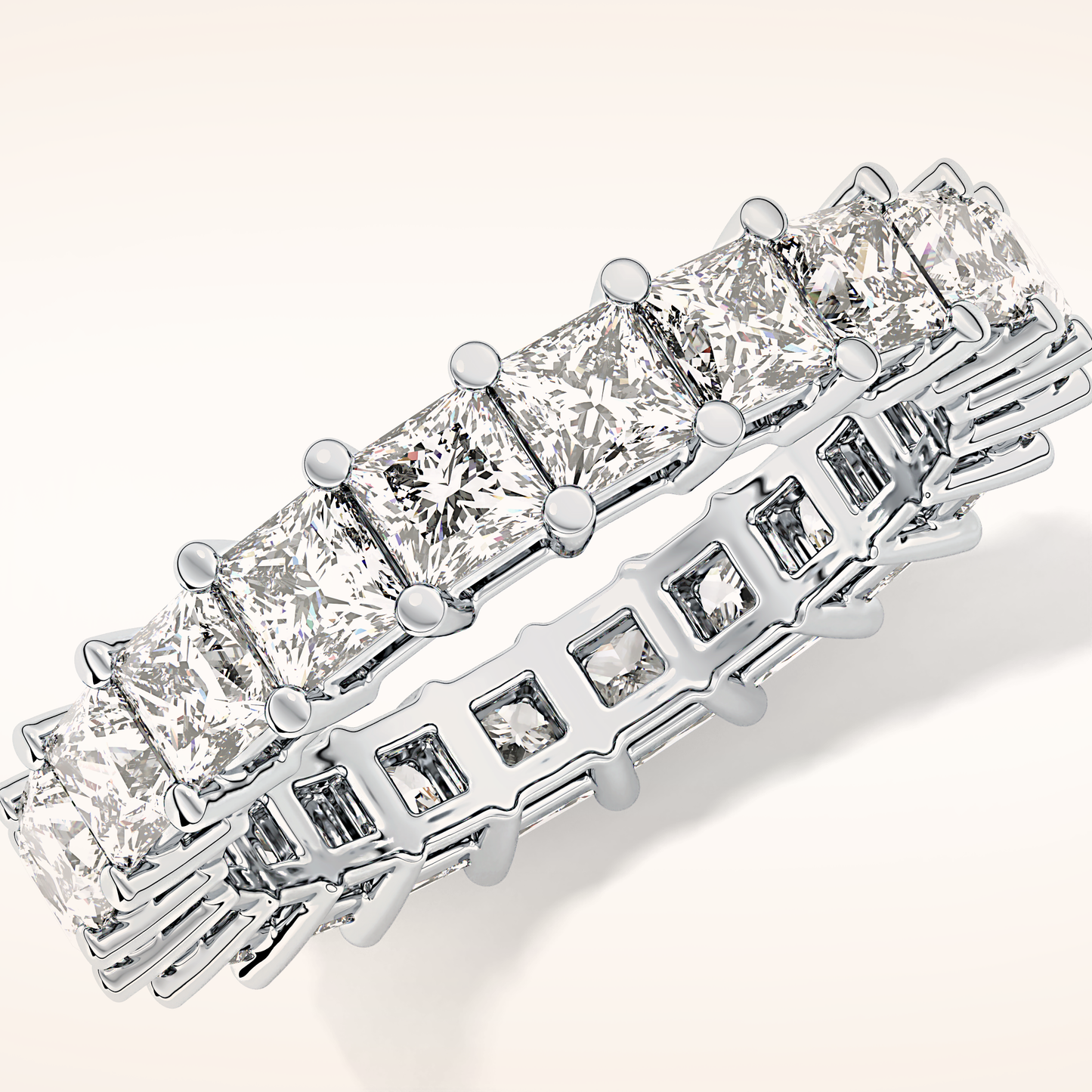 3.83 TCW Princess Shaped Moissanite Full Eternity Wedding Band