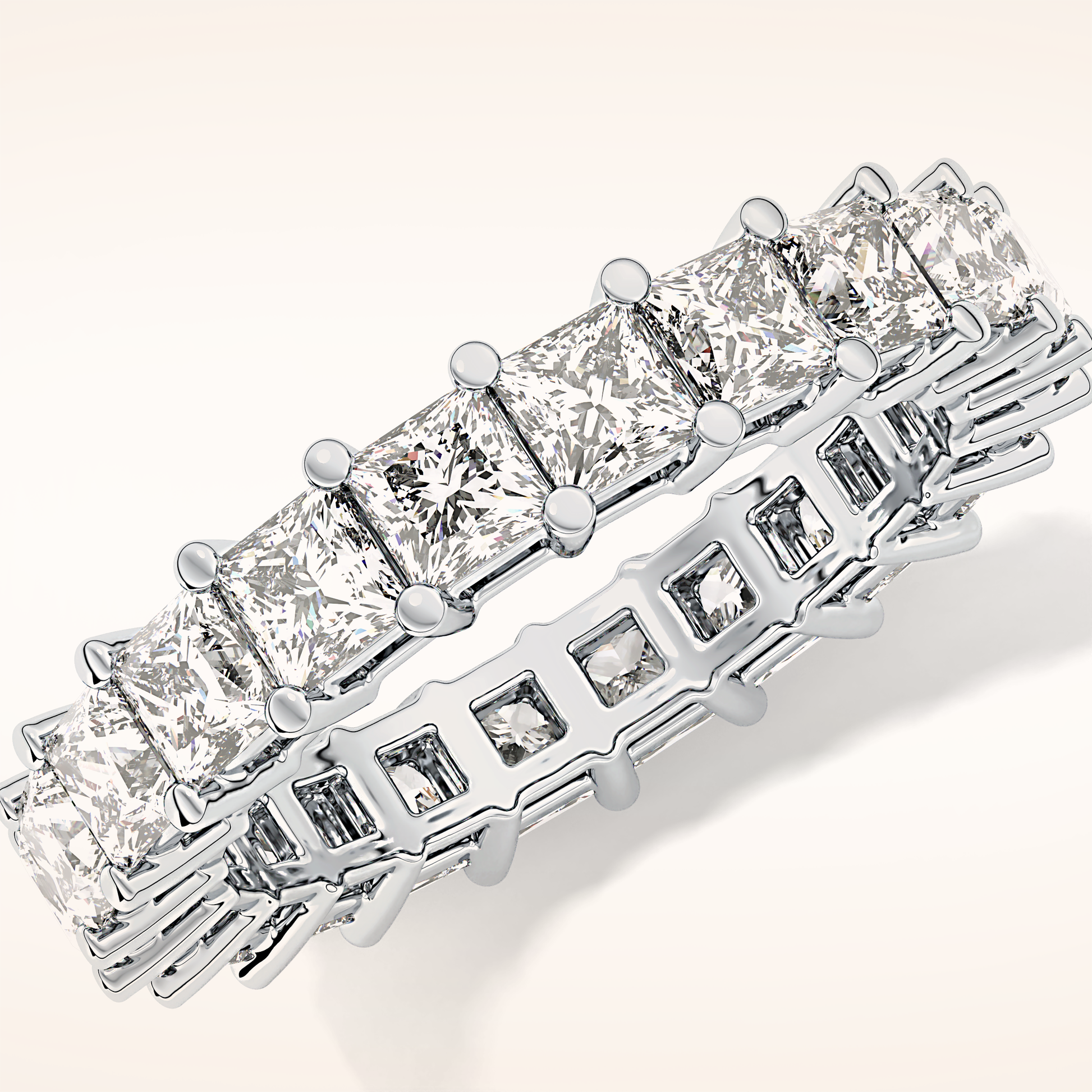 3.83 TCW Princess Shaped Moissanite Full Eternity Wedding Band