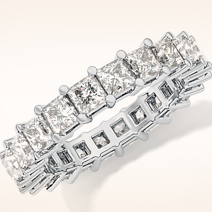 3.83 TCW Princess Shaped Moissanite Full Eternity Wedding Band