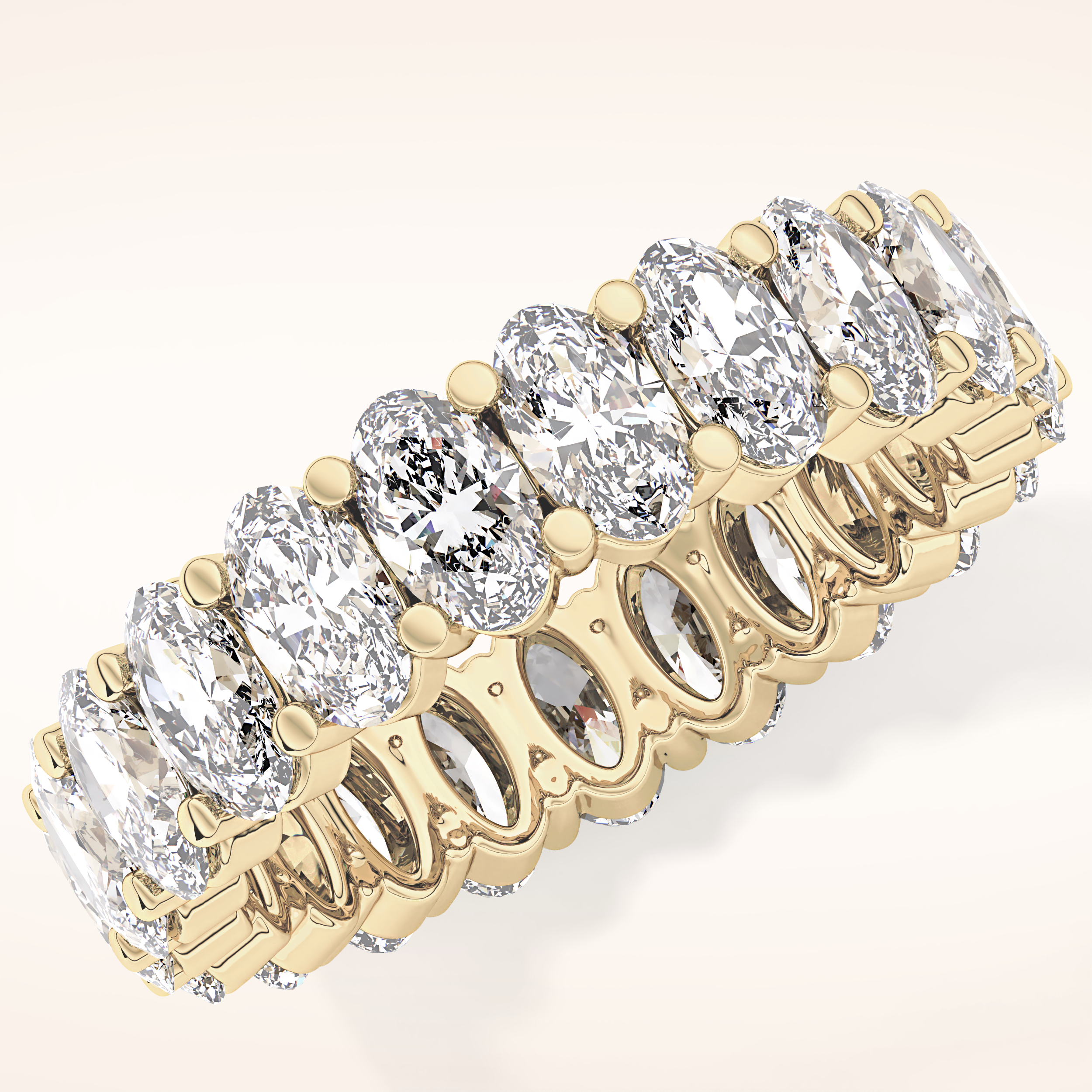 3.8 TCW Oval Shaped Moissanite Full Eternity Wedding Band
