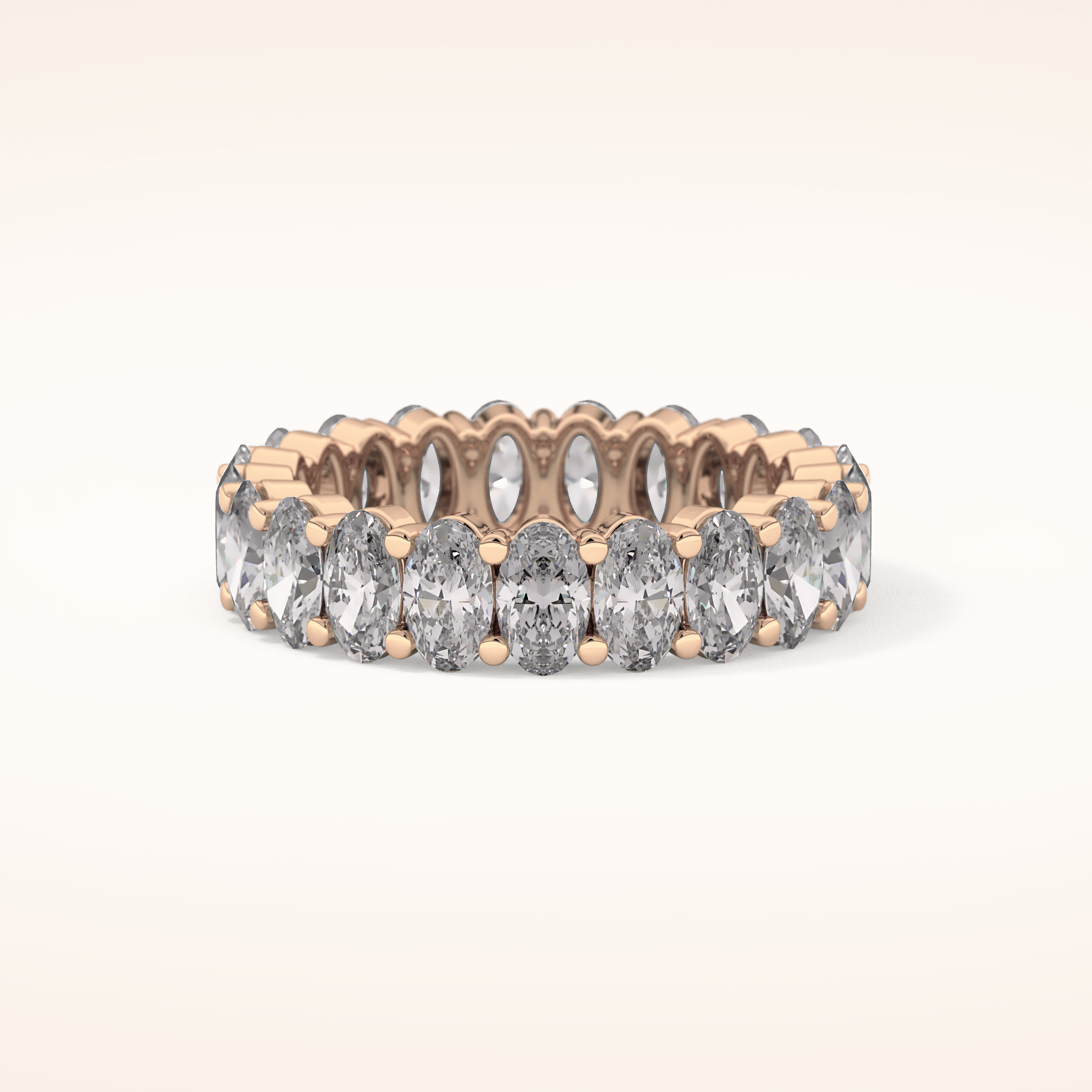 3.8 TCW Oval Shaped Moissanite Full Eternity Wedding Band