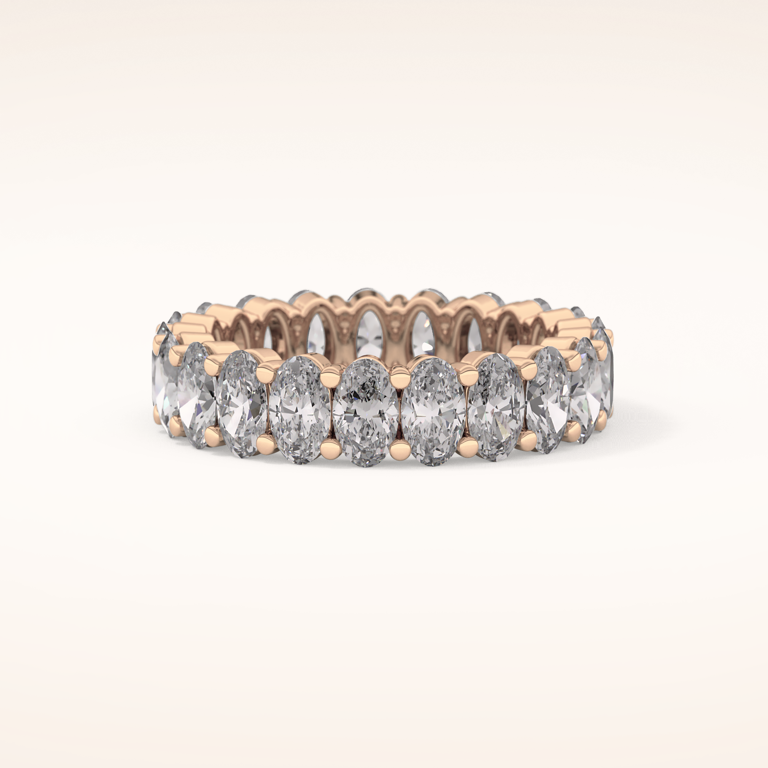 3.8 TCW Oval Shaped Moissanite Full Eternity Wedding Band