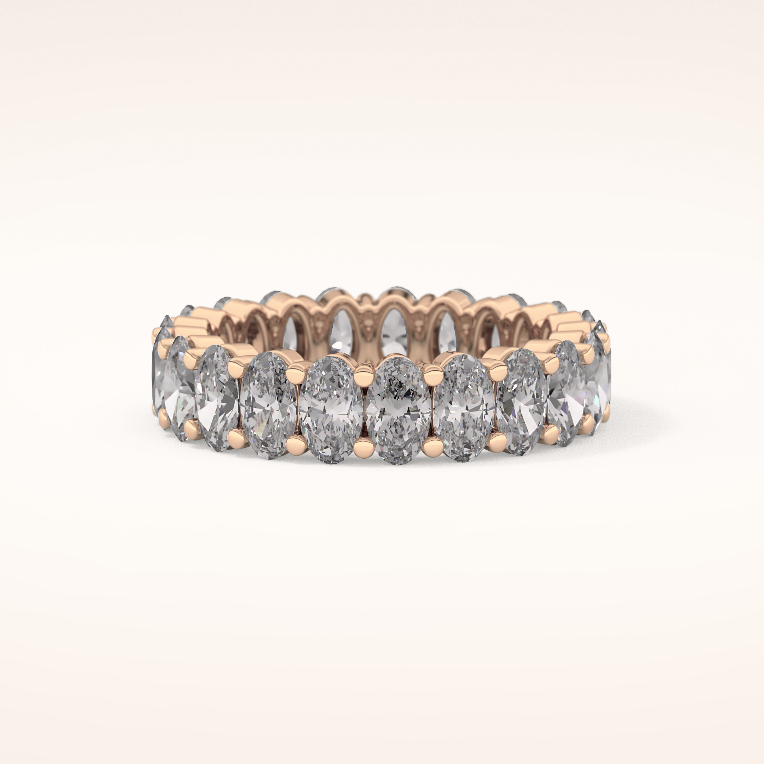 3.8 TCW Oval Shaped Moissanite Full Eternity Wedding Band