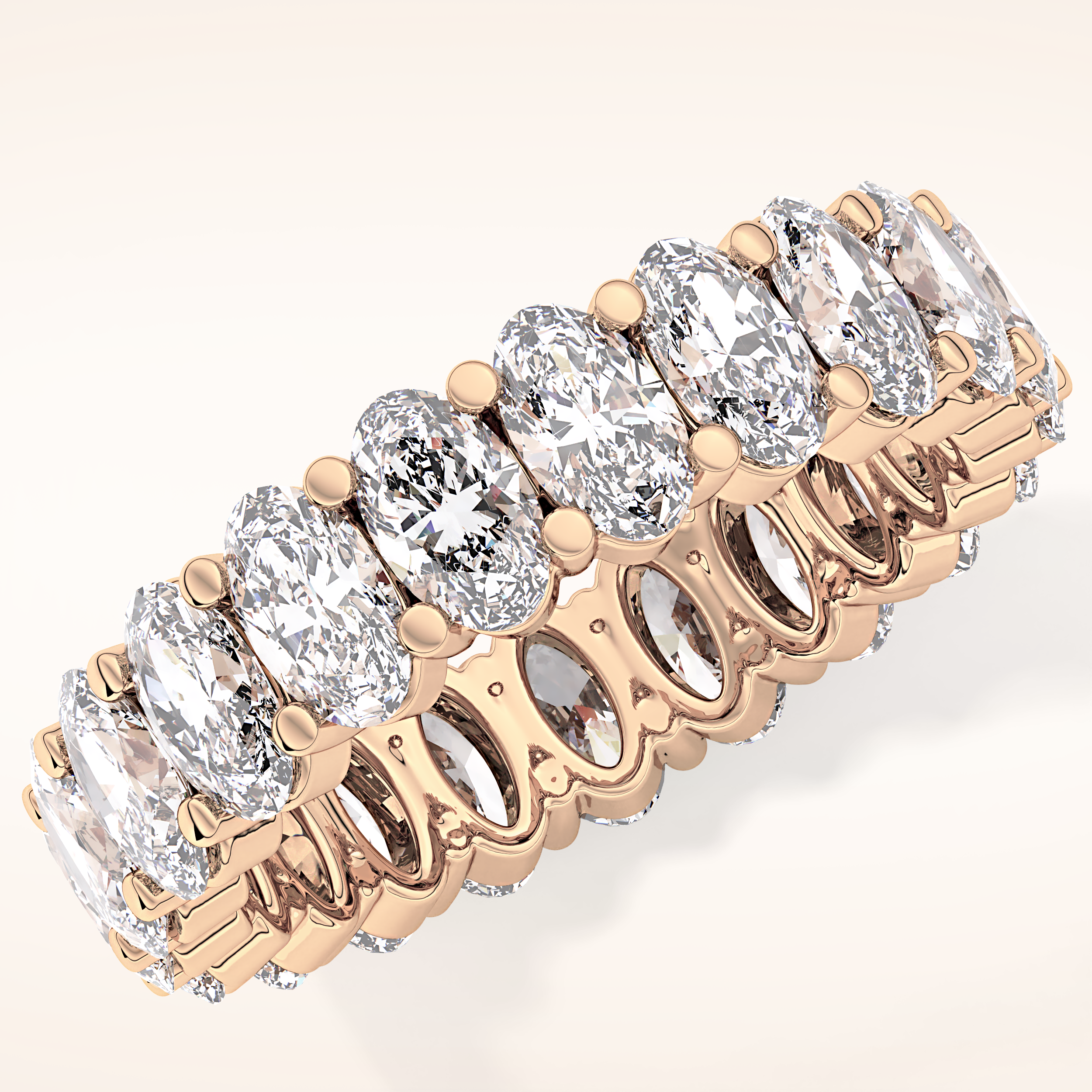 3.8 TCW Oval Shaped Moissanite Full Eternity Wedding Band