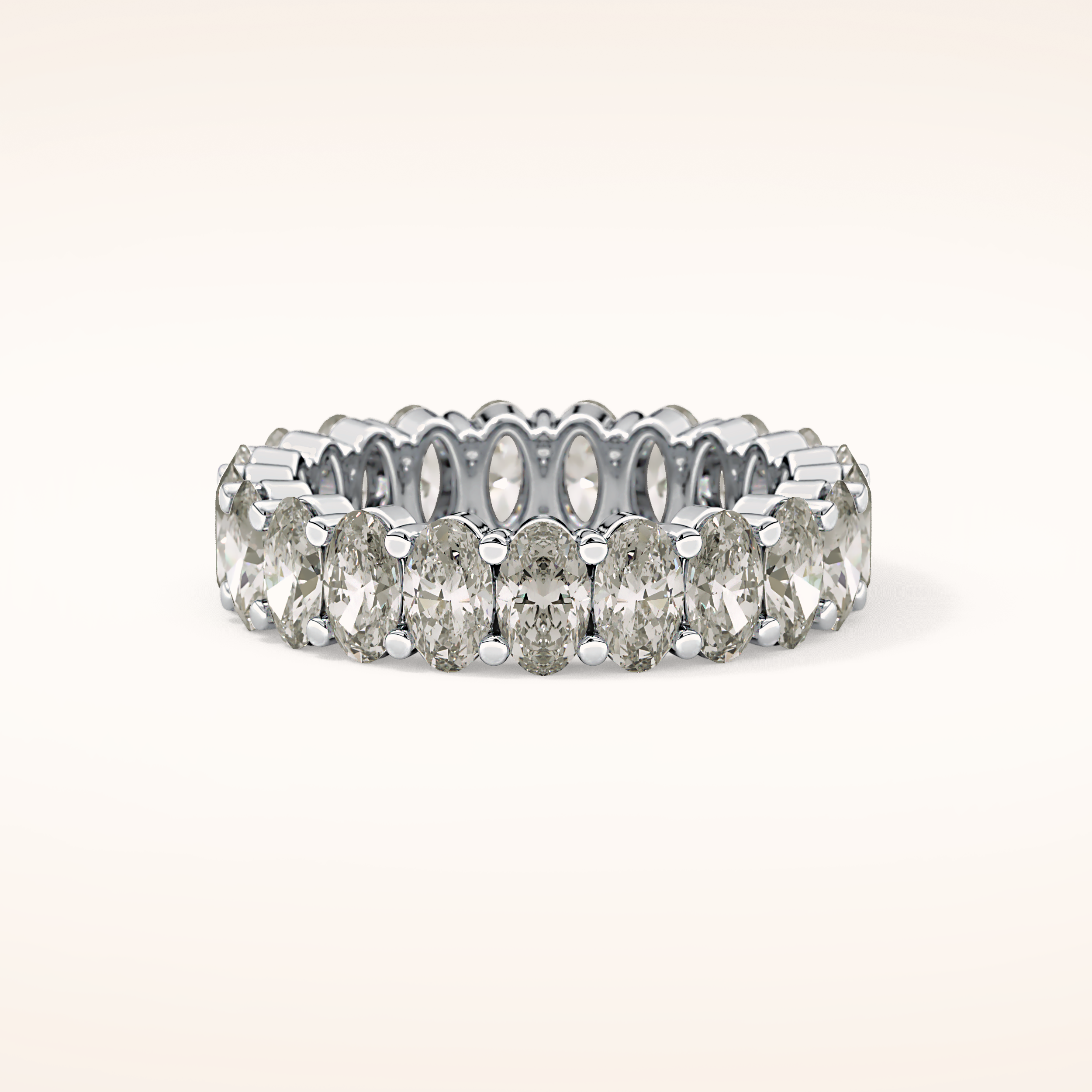 3.8 TCW Oval Shaped Moissanite Full Eternity Wedding Band
