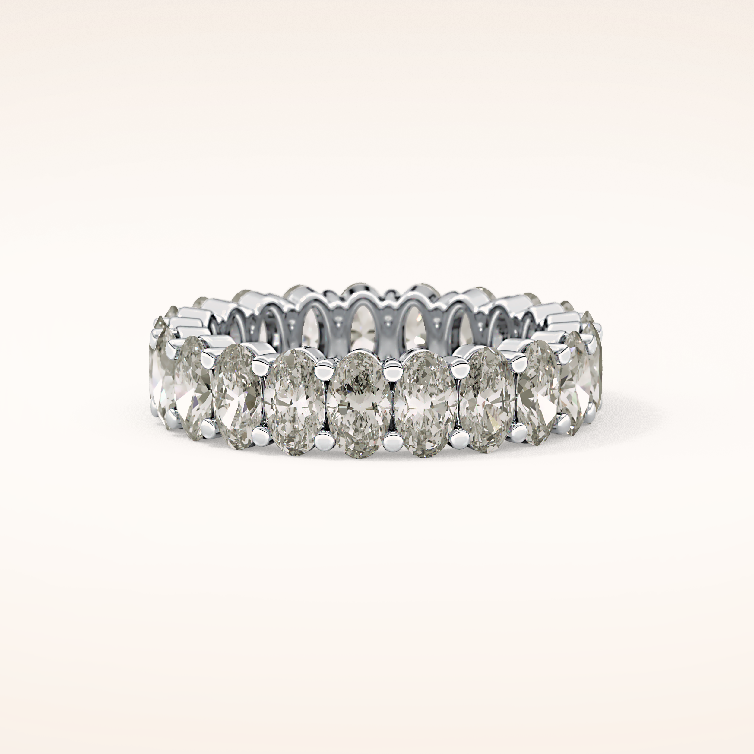 3.8 TCW Oval Shaped Moissanite Full Eternity Wedding Band