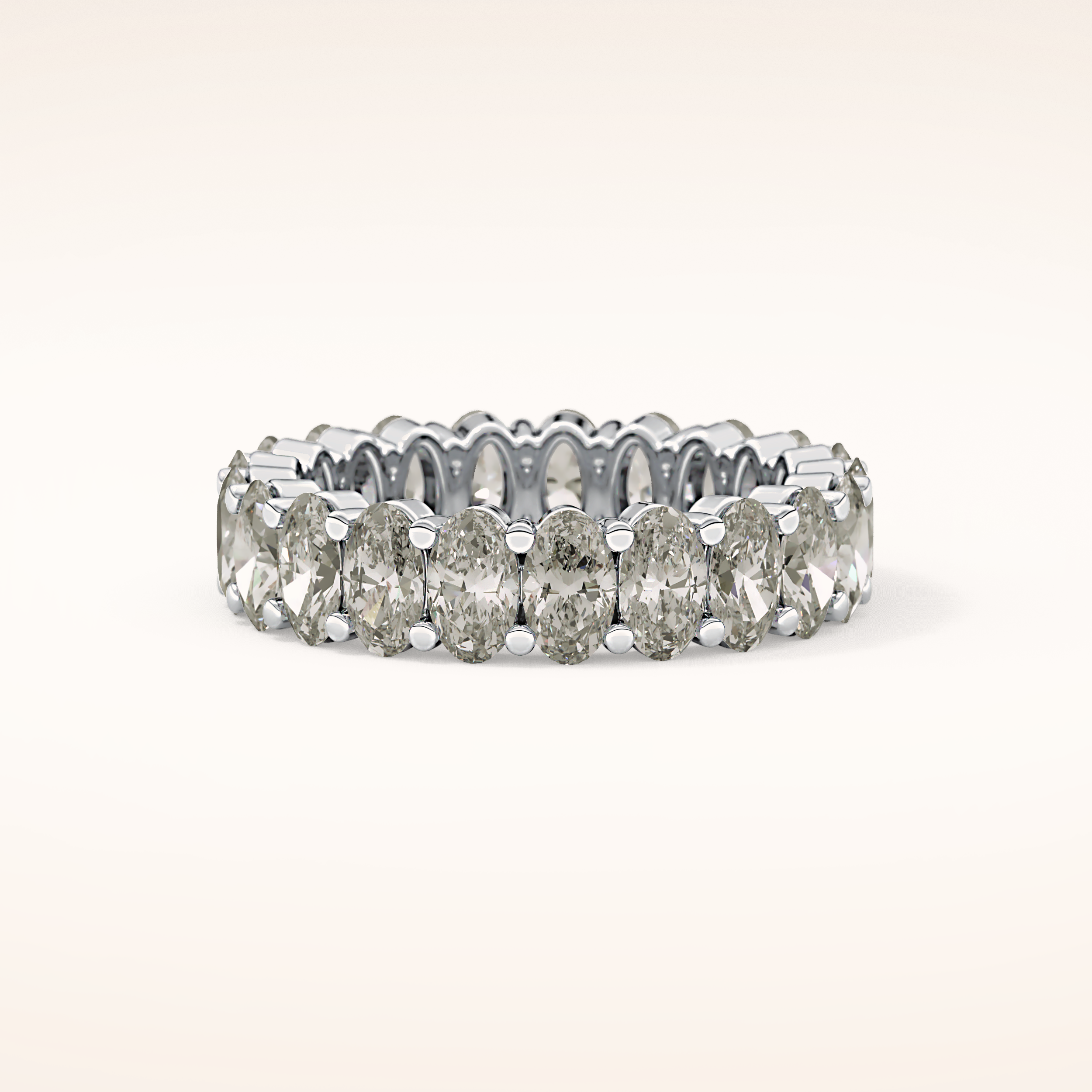3.8 TCW Oval Shaped Moissanite Full Eternity Wedding Band