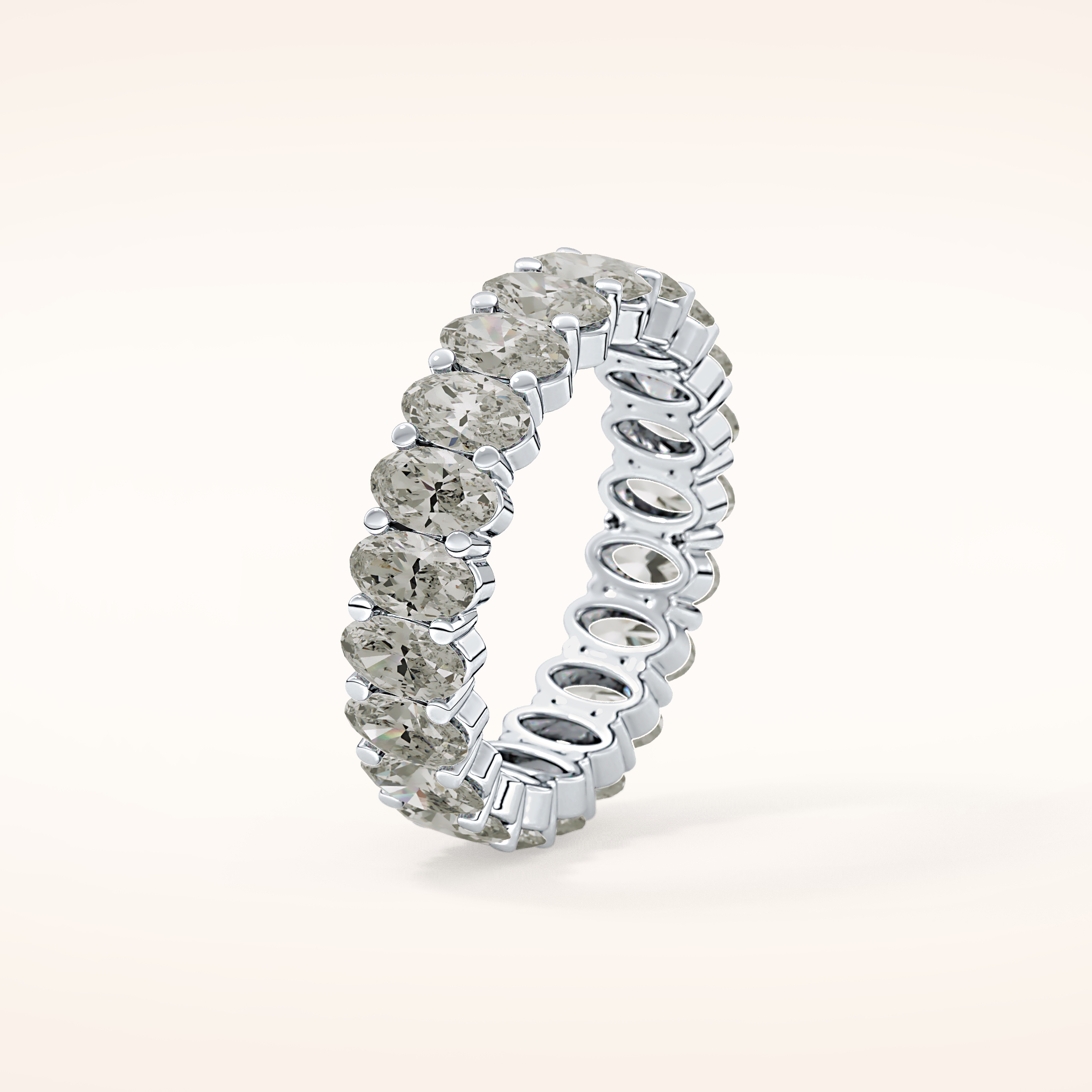 3.8 TCW Oval Shaped Moissanite Full Eternity Wedding Band