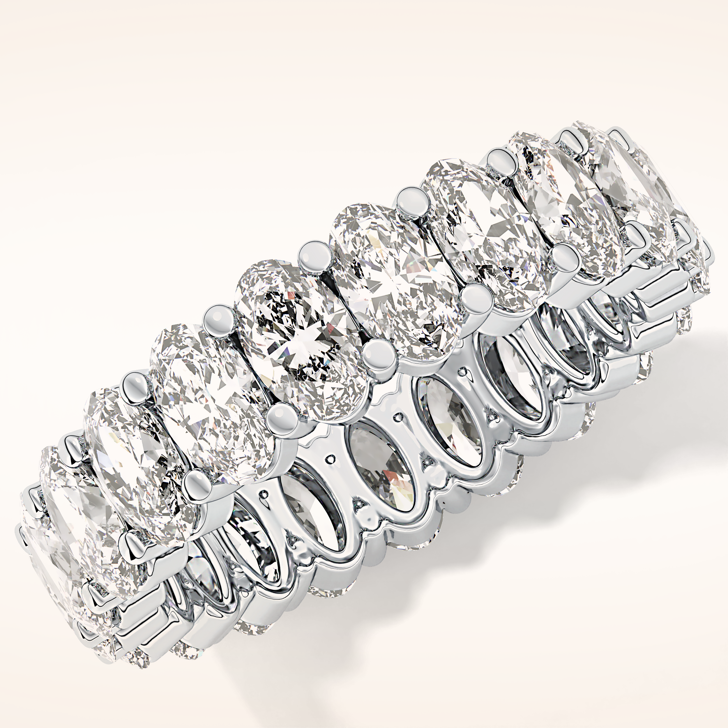 3.8 TCW Oval Shaped Moissanite Full Eternity Wedding Band