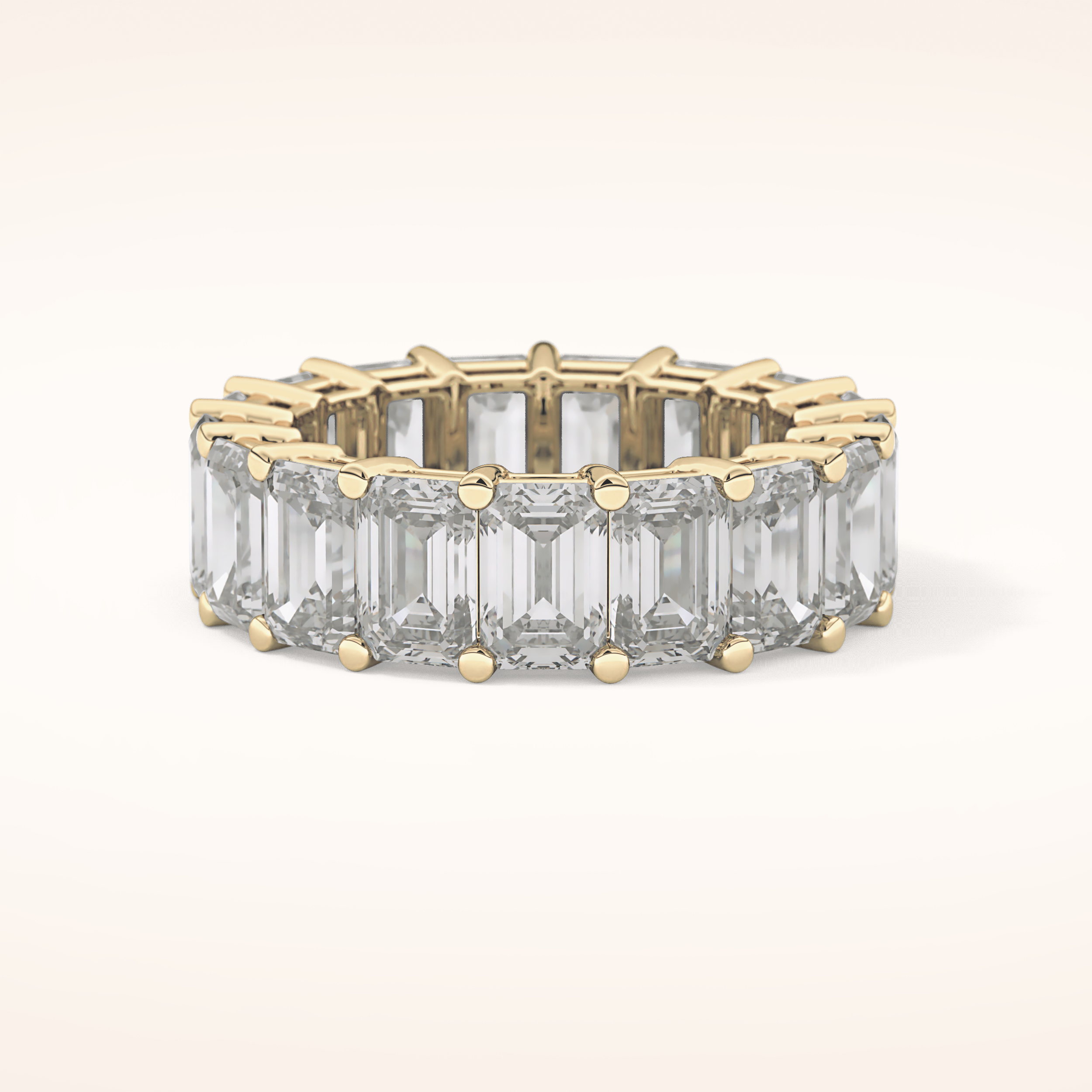 10.23 TCW Emerald Shaped Moissanite Full Eternity Wedding Band