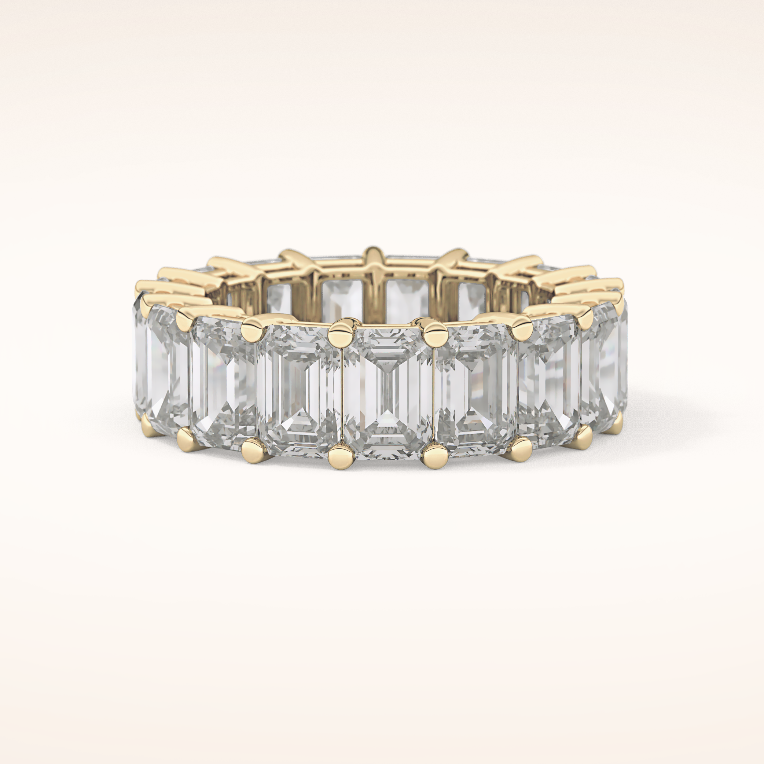 10.23 TCW Emerald Shaped Moissanite Full Eternity Wedding Band