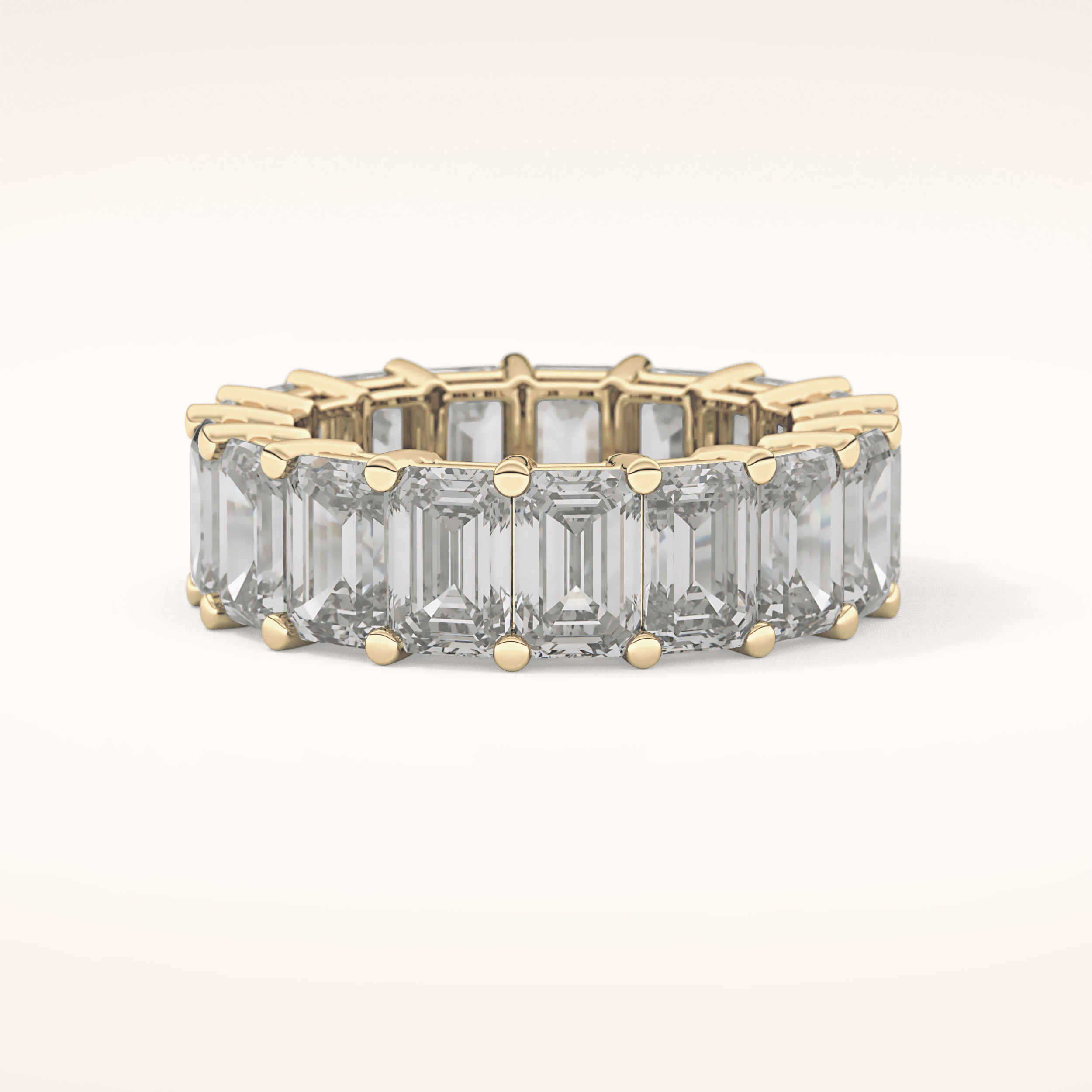 10.23 TCW Emerald Shaped Moissanite Full Eternity Wedding Band