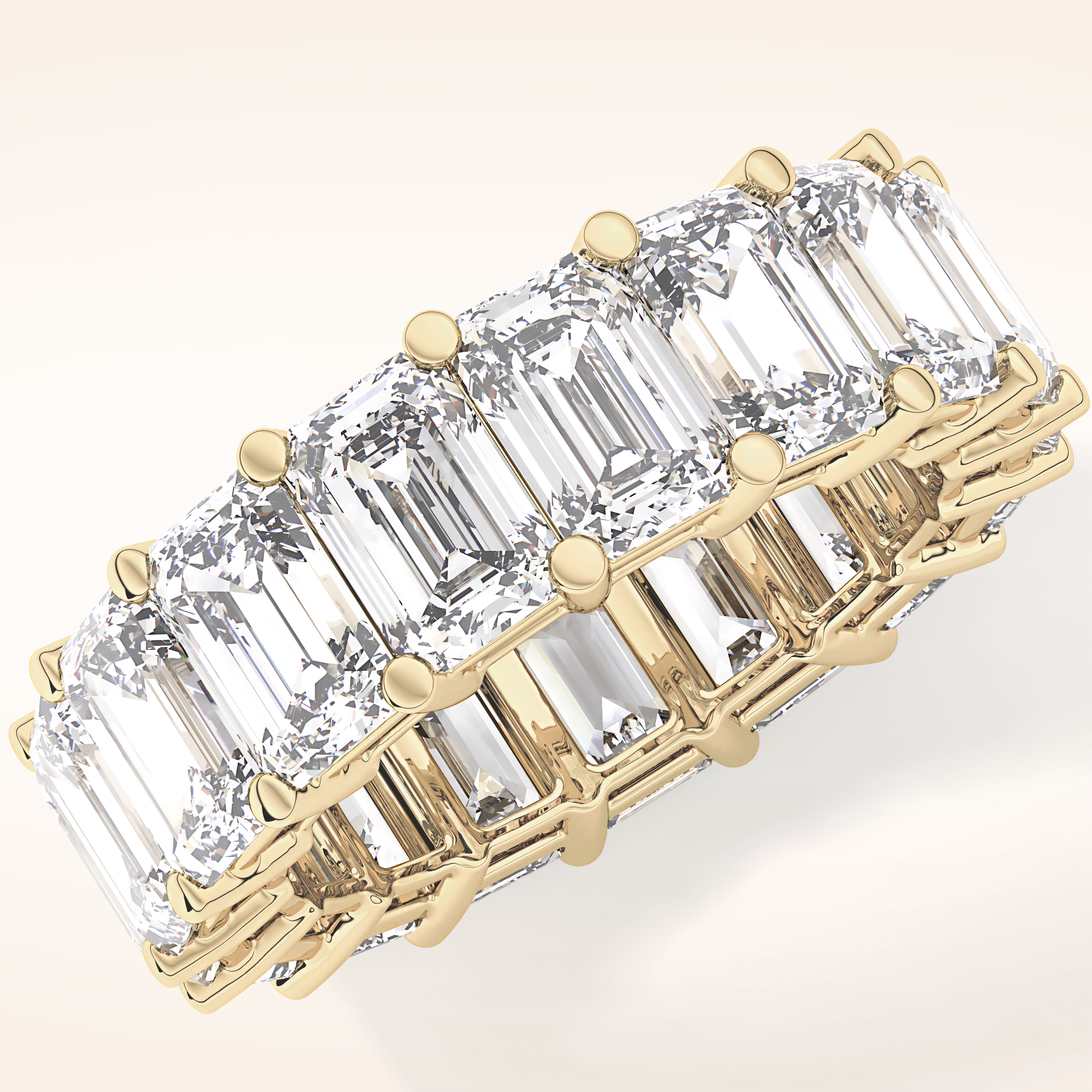 10.23 TCW Emerald Shaped Moissanite Full Eternity Wedding Band