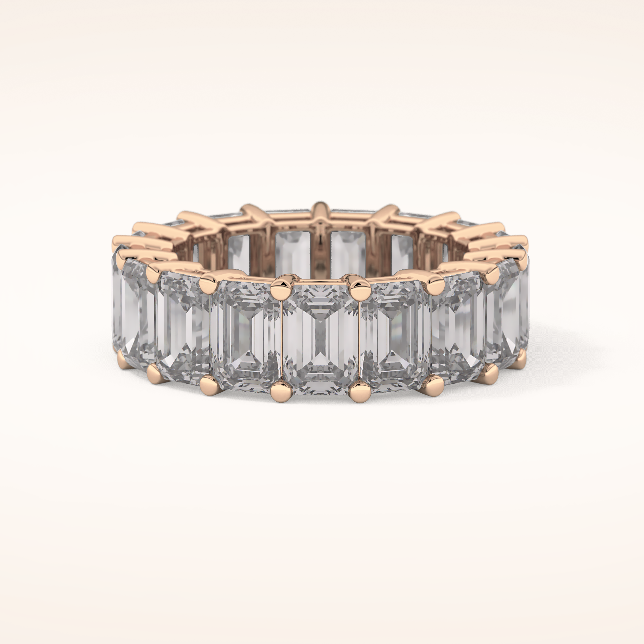 10.23 TCW Emerald Shaped Moissanite Full Eternity Wedding Band