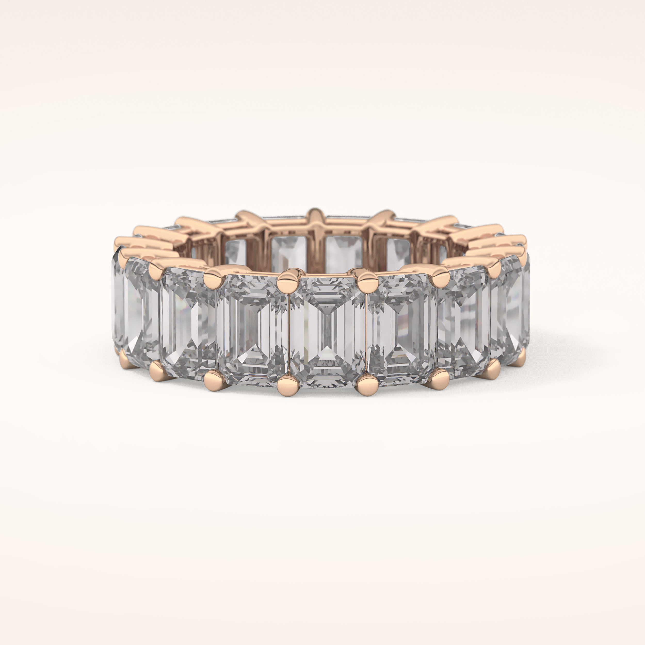 10.23 TCW Emerald Shaped Moissanite Full Eternity Wedding Band