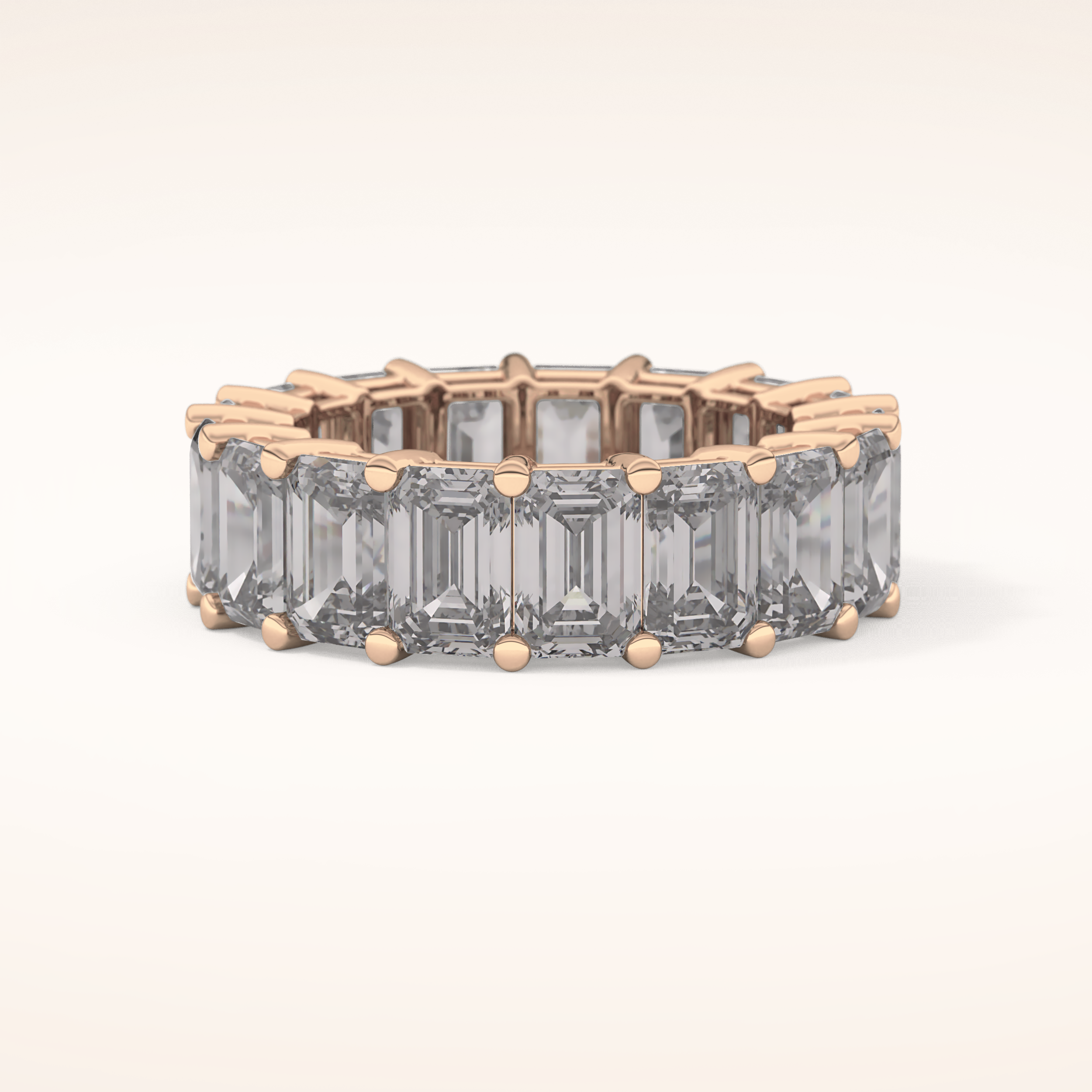 10.23 TCW Emerald Shaped Moissanite Full Eternity Wedding Band