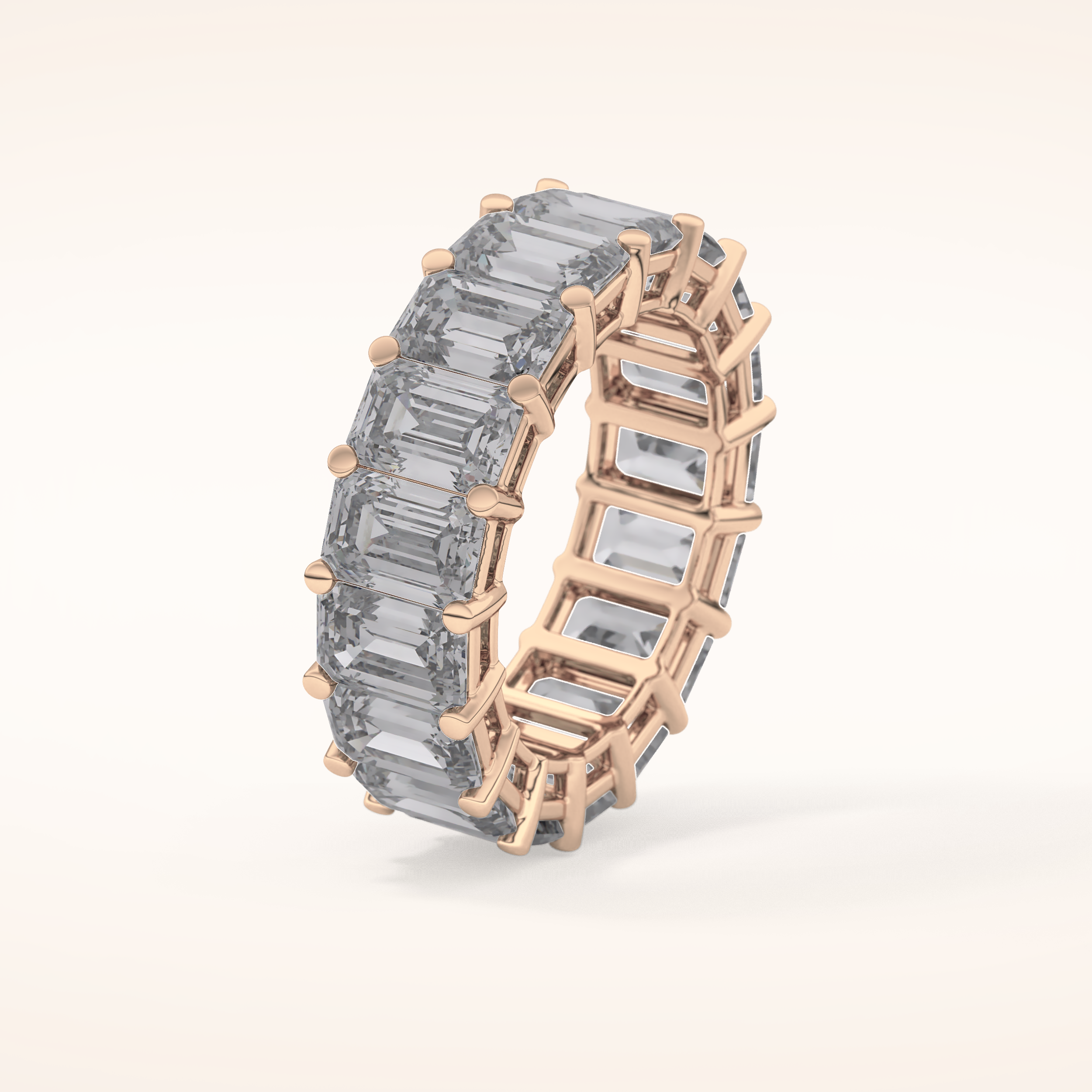 10.23 TCW Emerald Shaped Moissanite Full Eternity Wedding Band