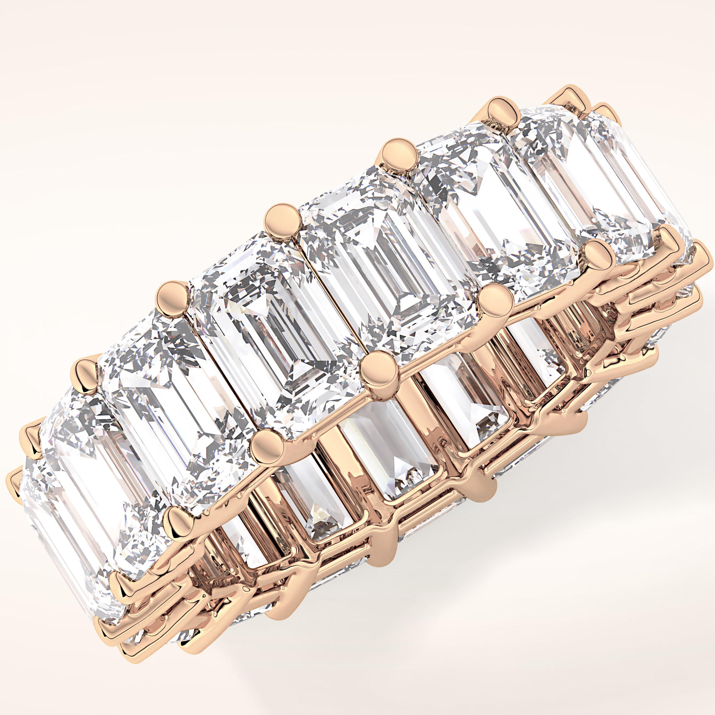 10.23 TCW Emerald Shaped Moissanite Full Eternity Wedding Band
