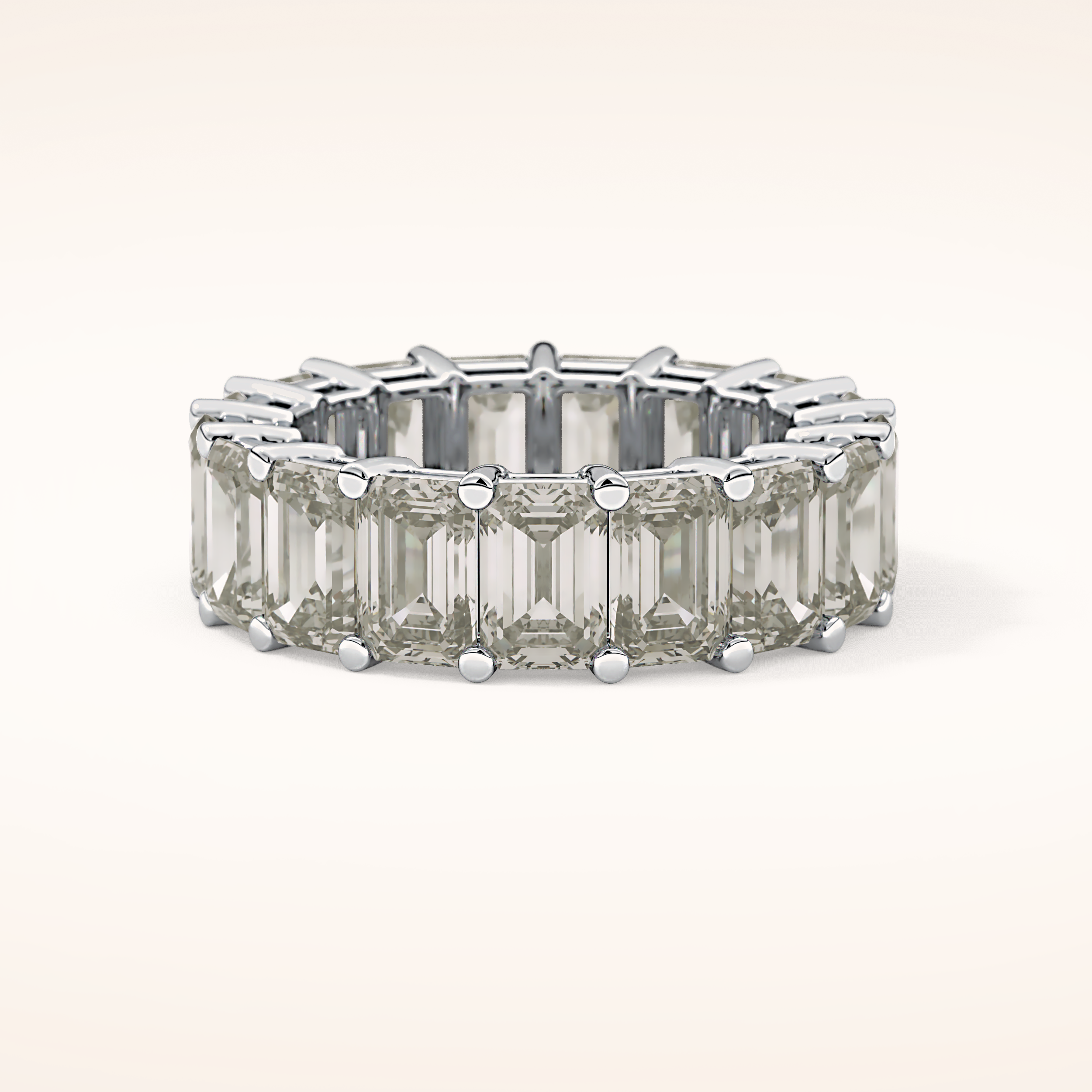 10.23 TCW Emerald Shaped Moissanite Full Eternity Wedding Band