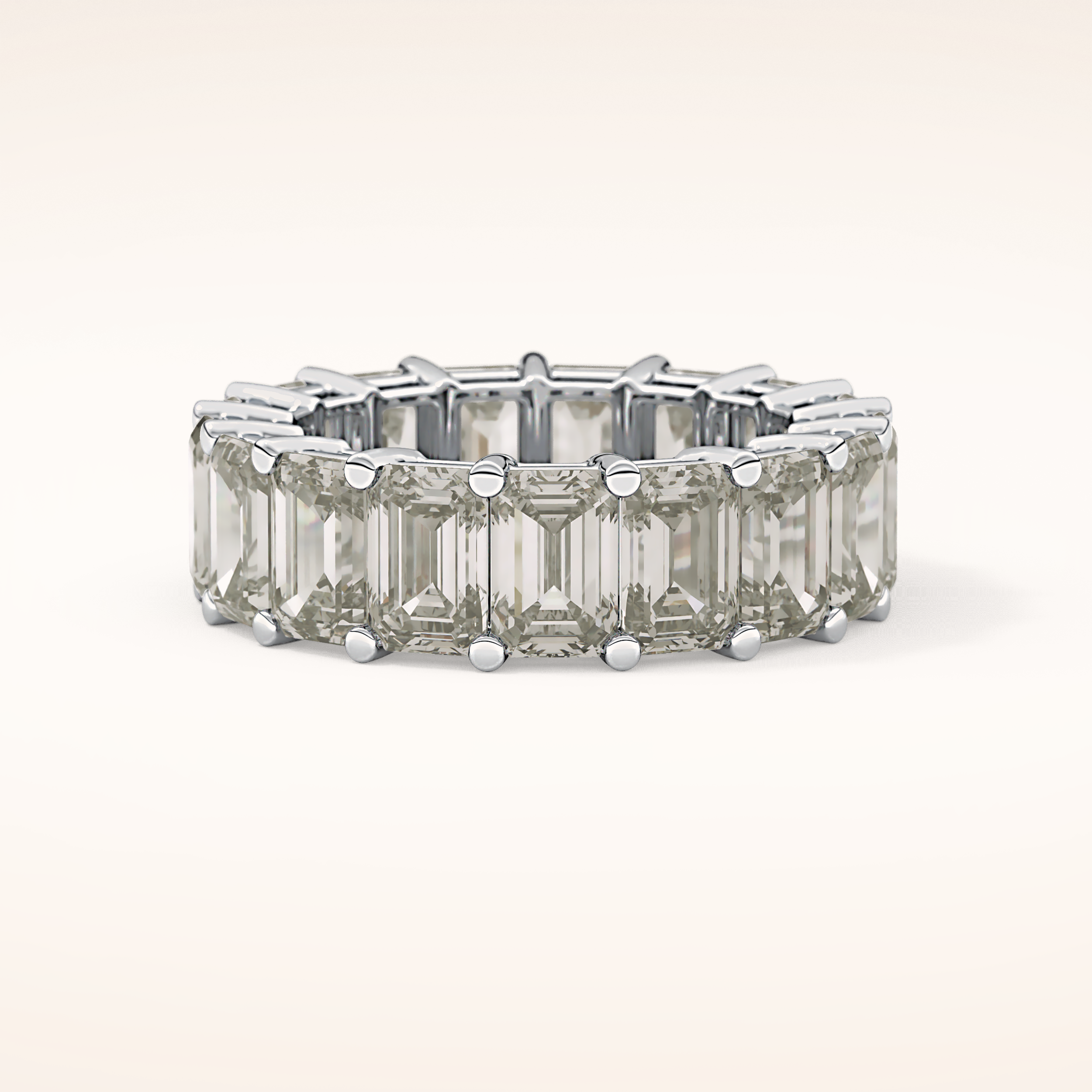 10.23 TCW Emerald Shaped Moissanite Full Eternity Wedding Band