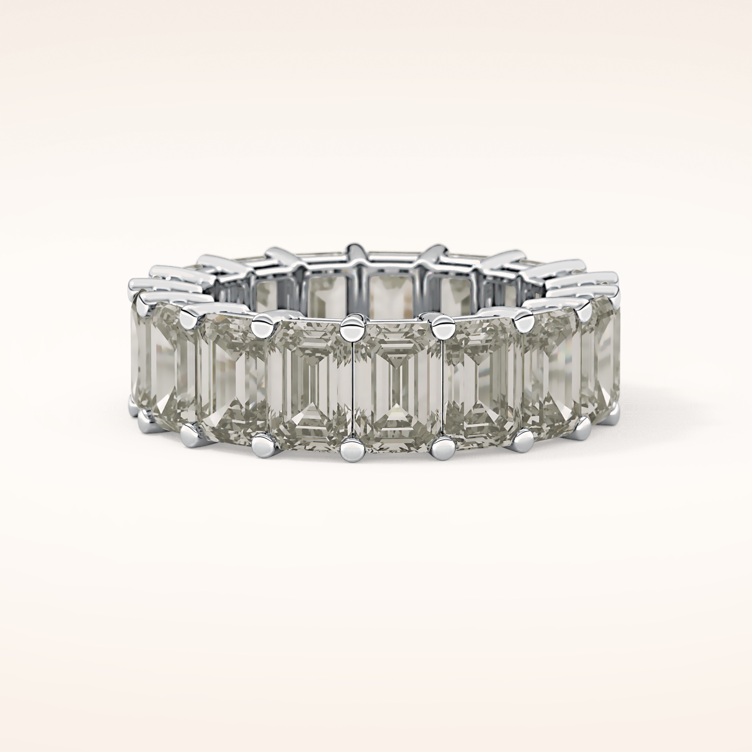10.23 TCW Emerald Shaped Moissanite Full Eternity Wedding Band