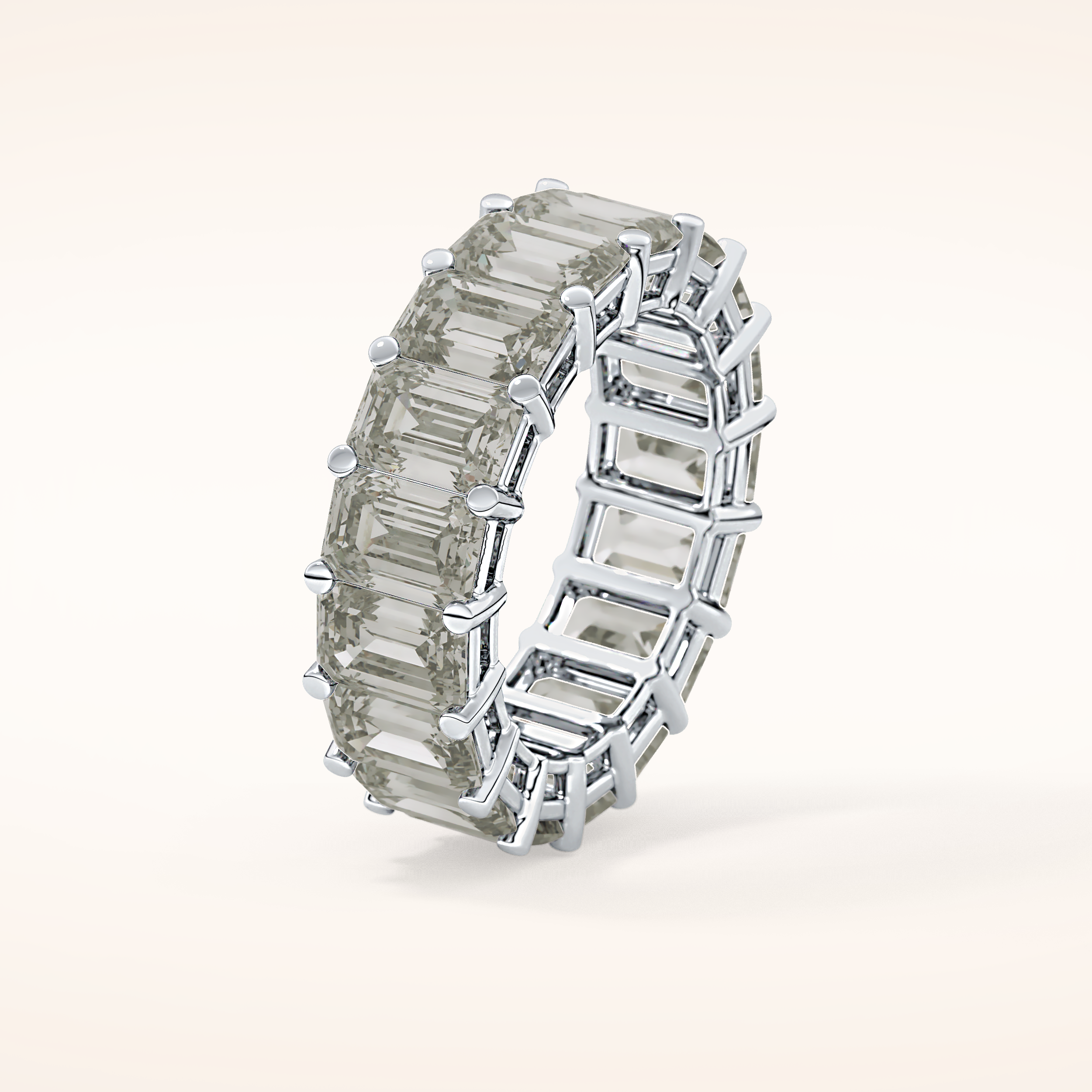 10.23 TCW Emerald Shaped Moissanite Full Eternity Wedding Band