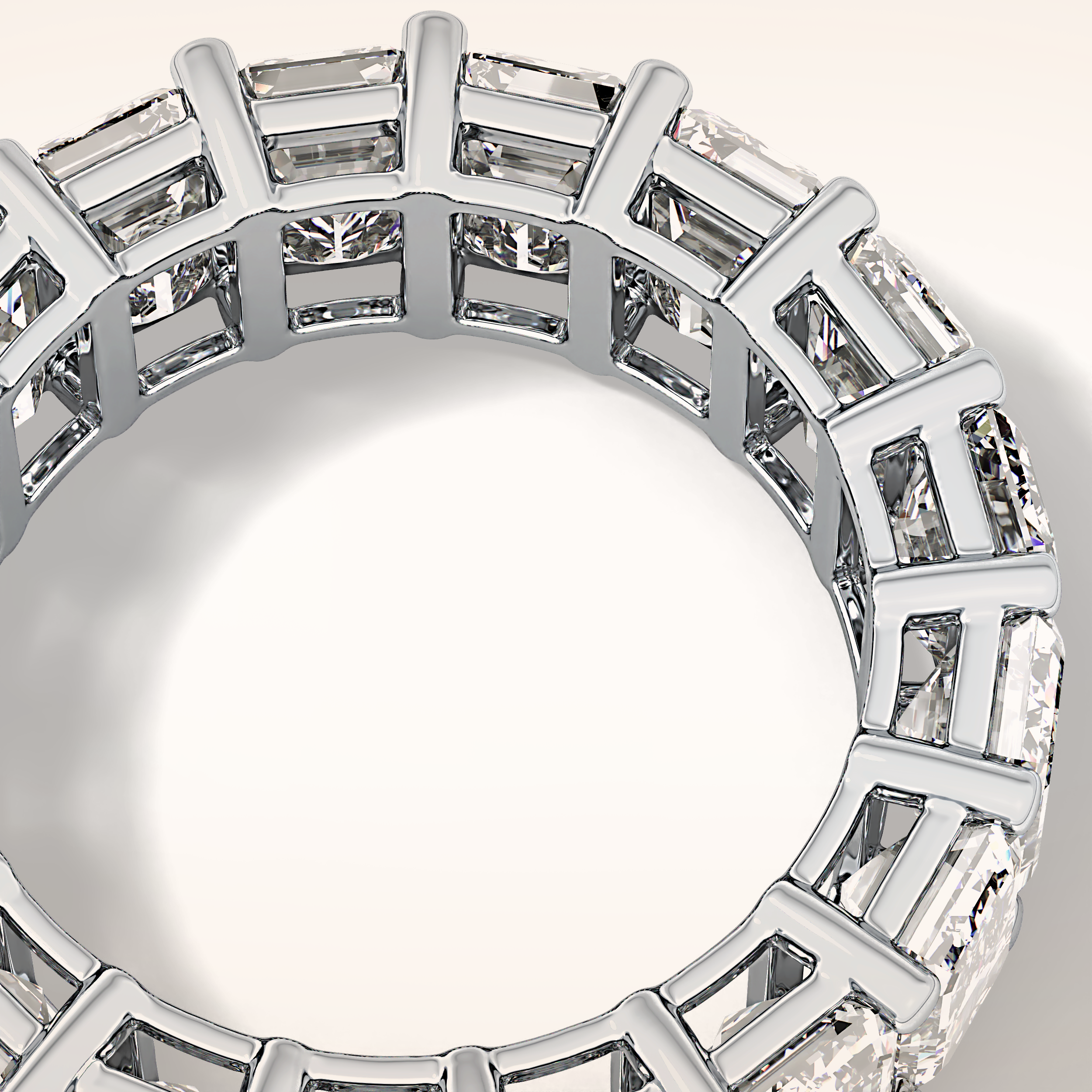 10.23 TCW Emerald Shaped Moissanite Full Eternity Wedding Band
