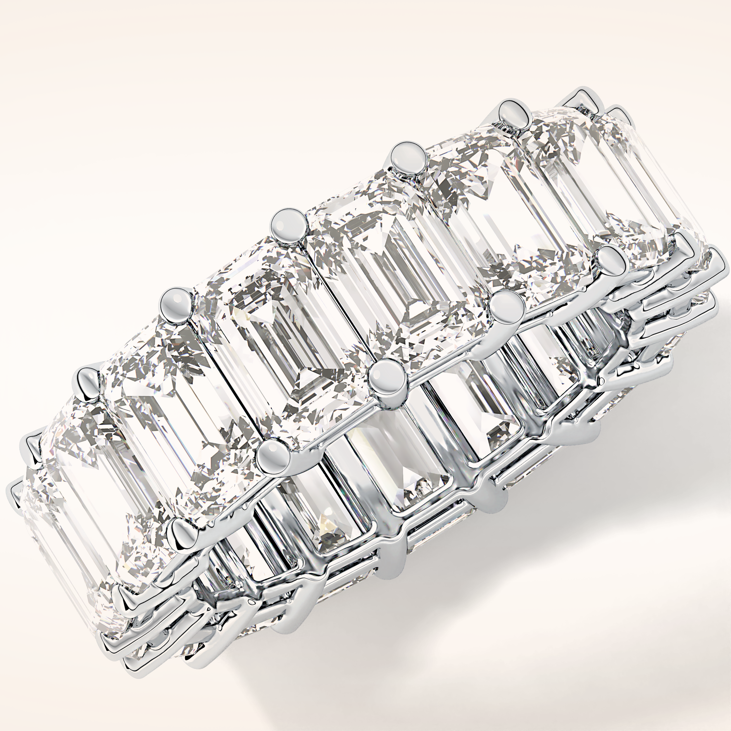 10.23 TCW Emerald Shaped Moissanite Full Eternity Wedding Band