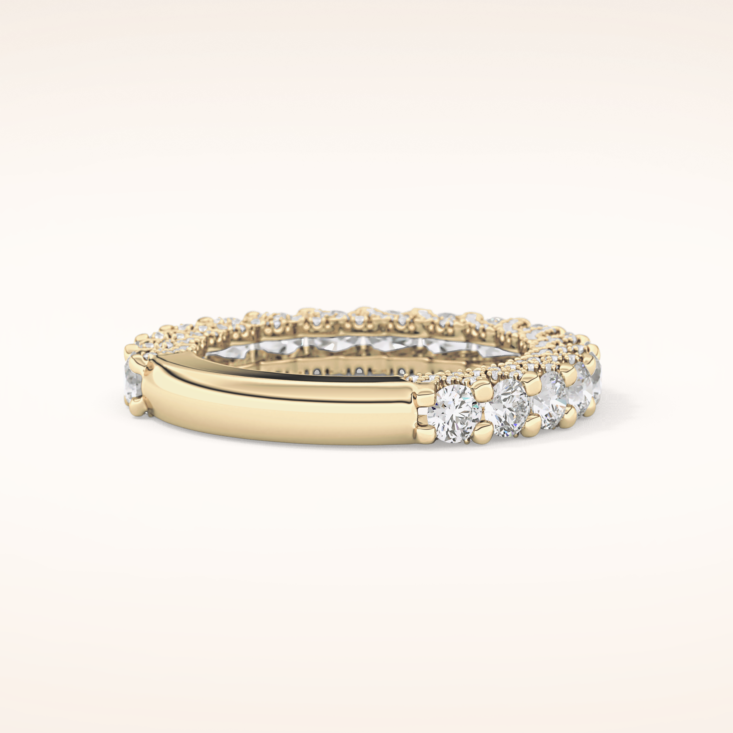 1.83 TCW Round Shaped Moissanite Half Eternity Wedding Band
