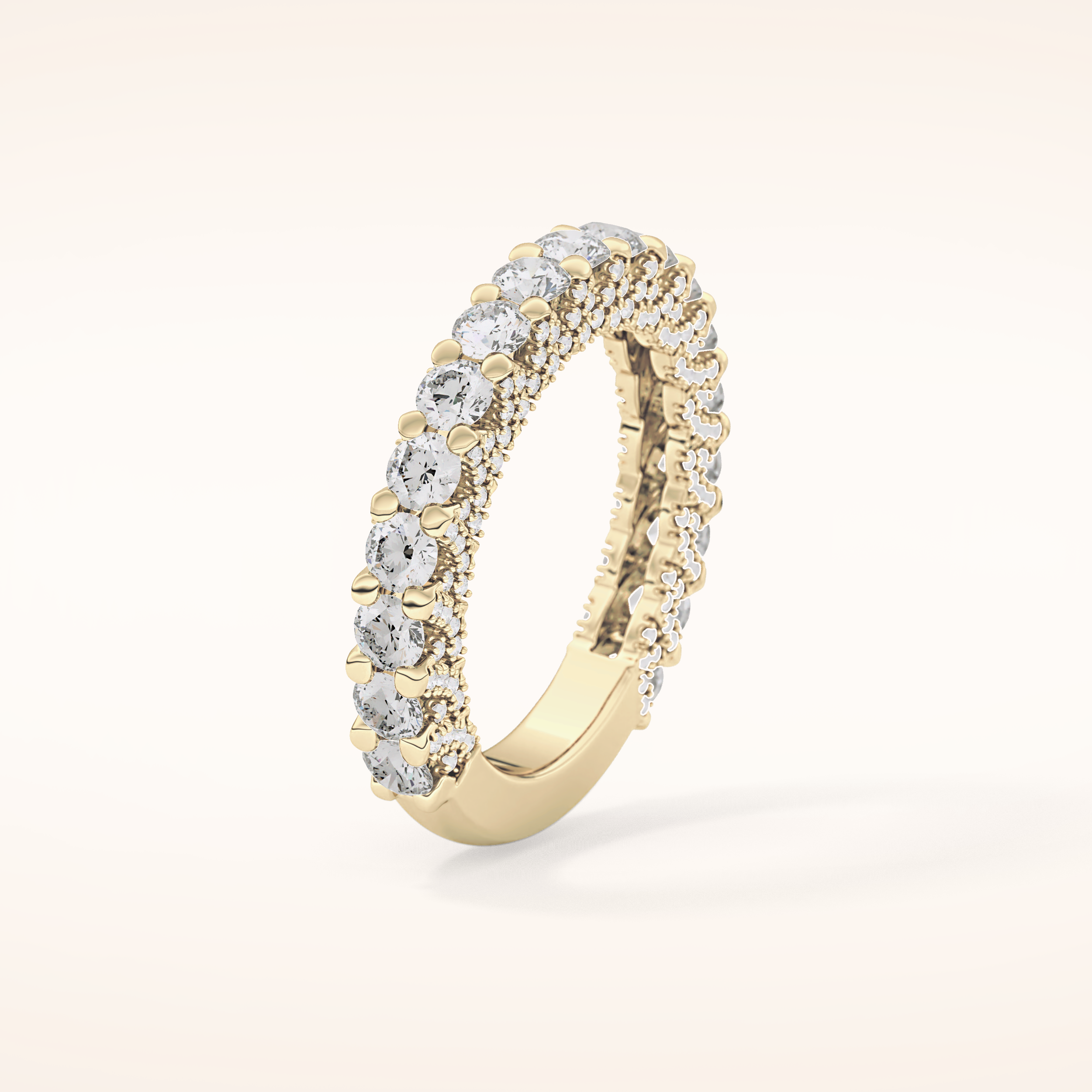 1.83 TCW Round Shaped Moissanite Half Eternity Wedding Band