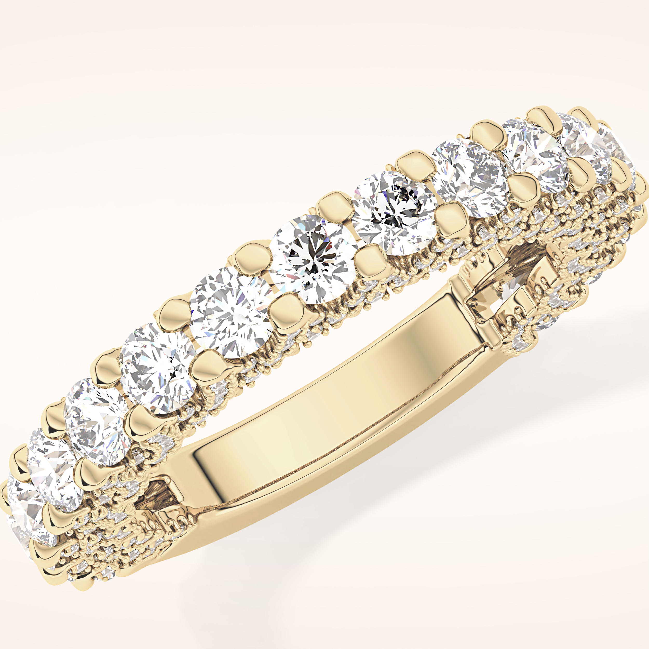 1.83 TCW Round Shaped Moissanite Half Eternity Wedding Band