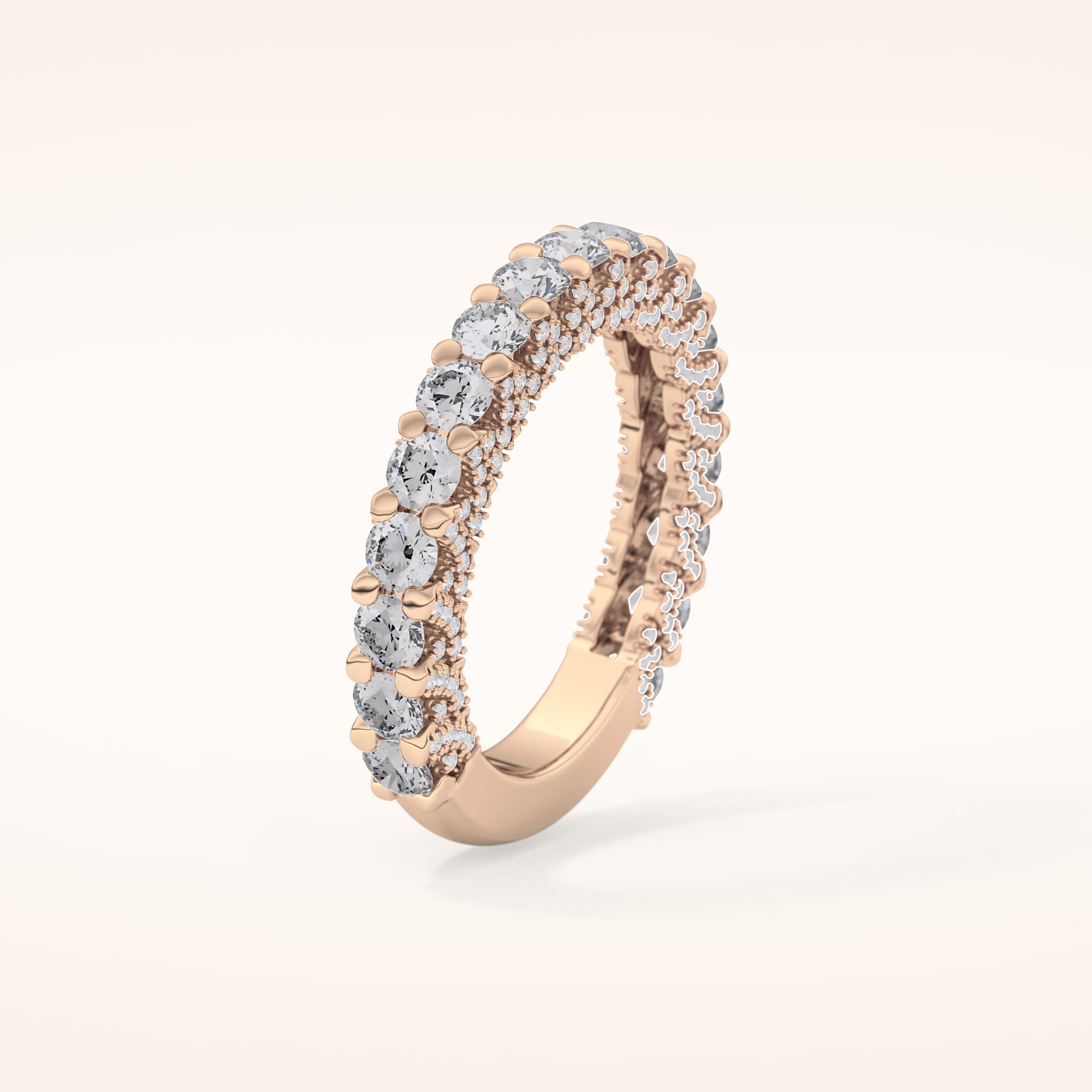 1.83 TCW Round Shaped Moissanite Half Eternity Wedding Band