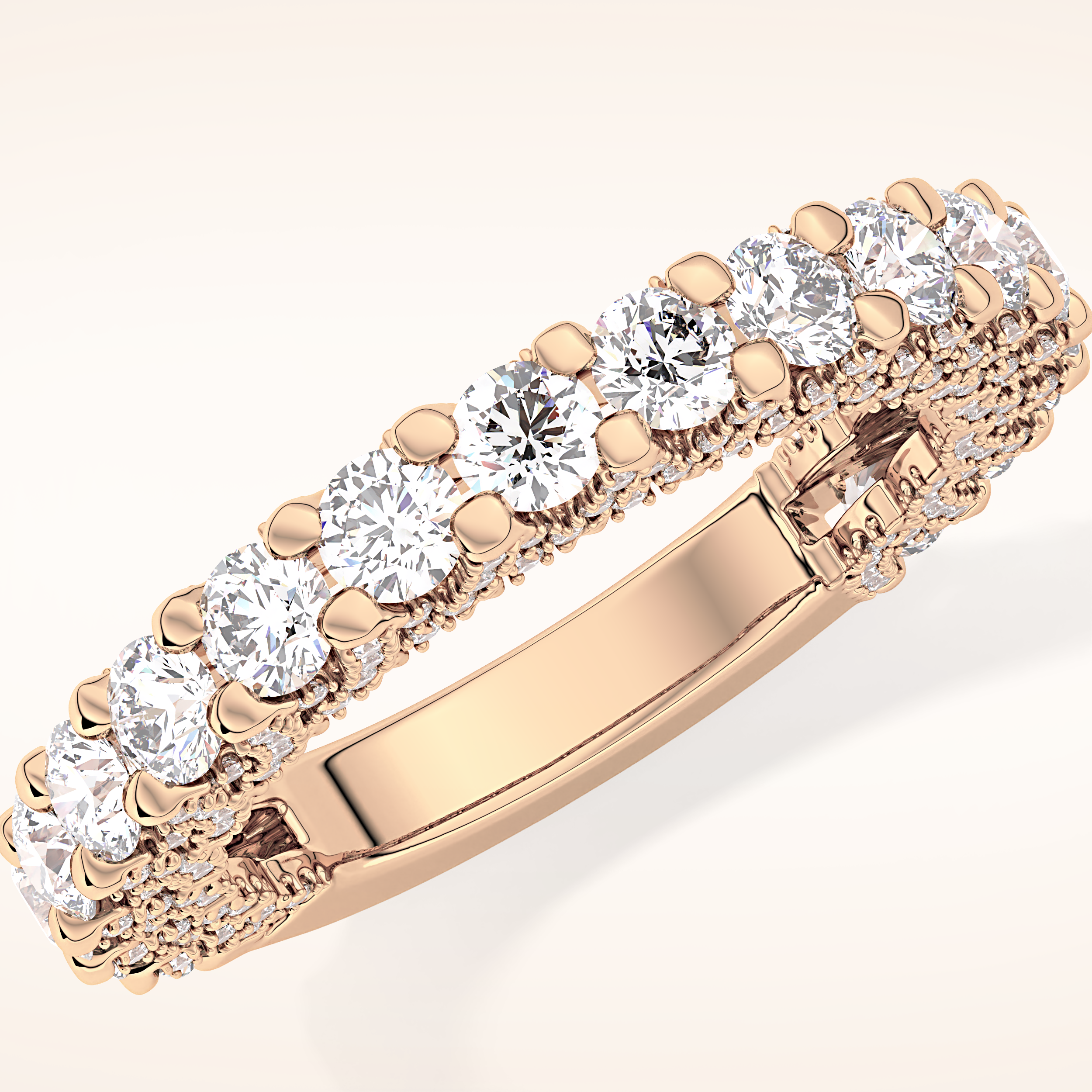 1.83 TCW Round Shaped Moissanite Half Eternity Wedding Band