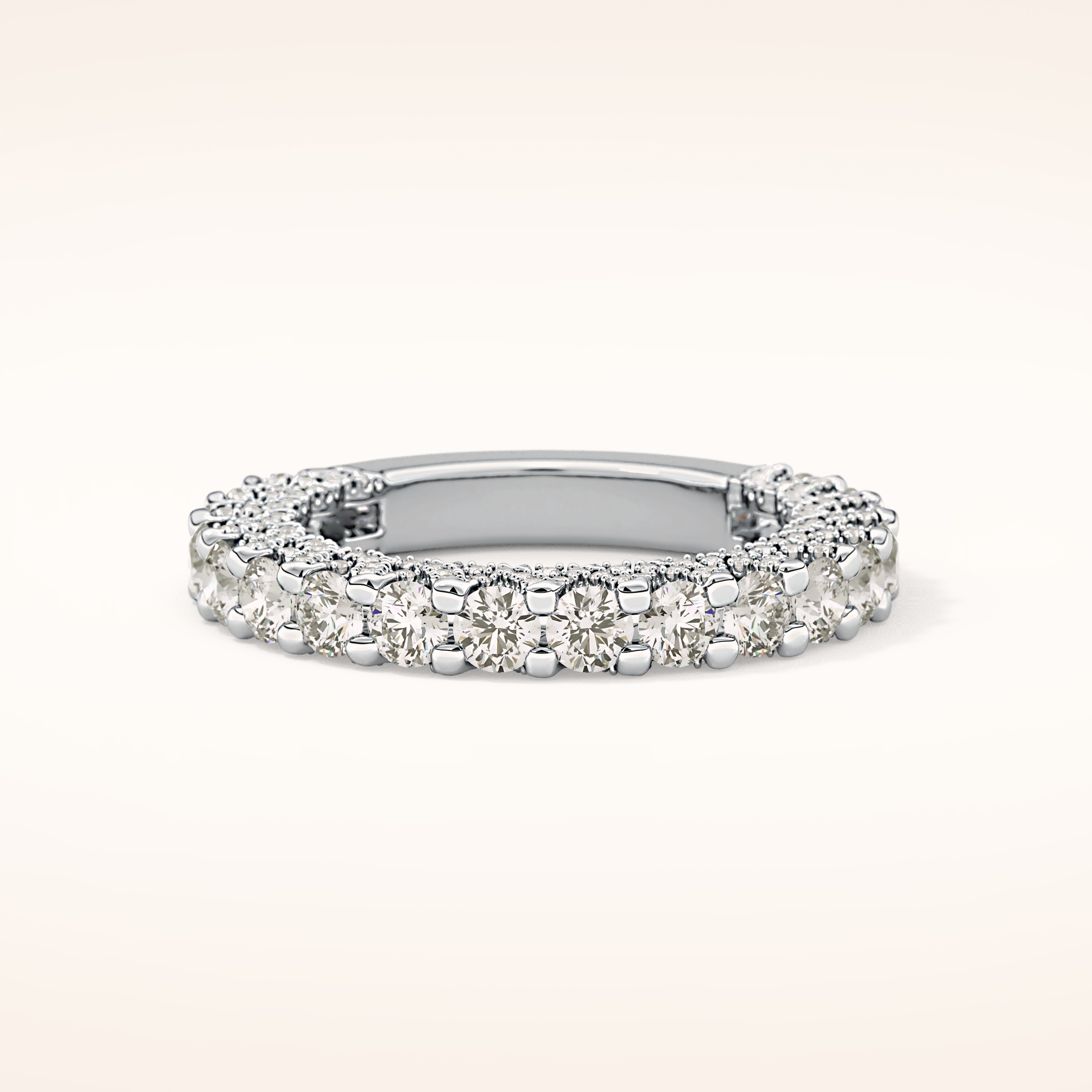 1.83 TCW Round Shaped Moissanite Half Eternity Wedding Band