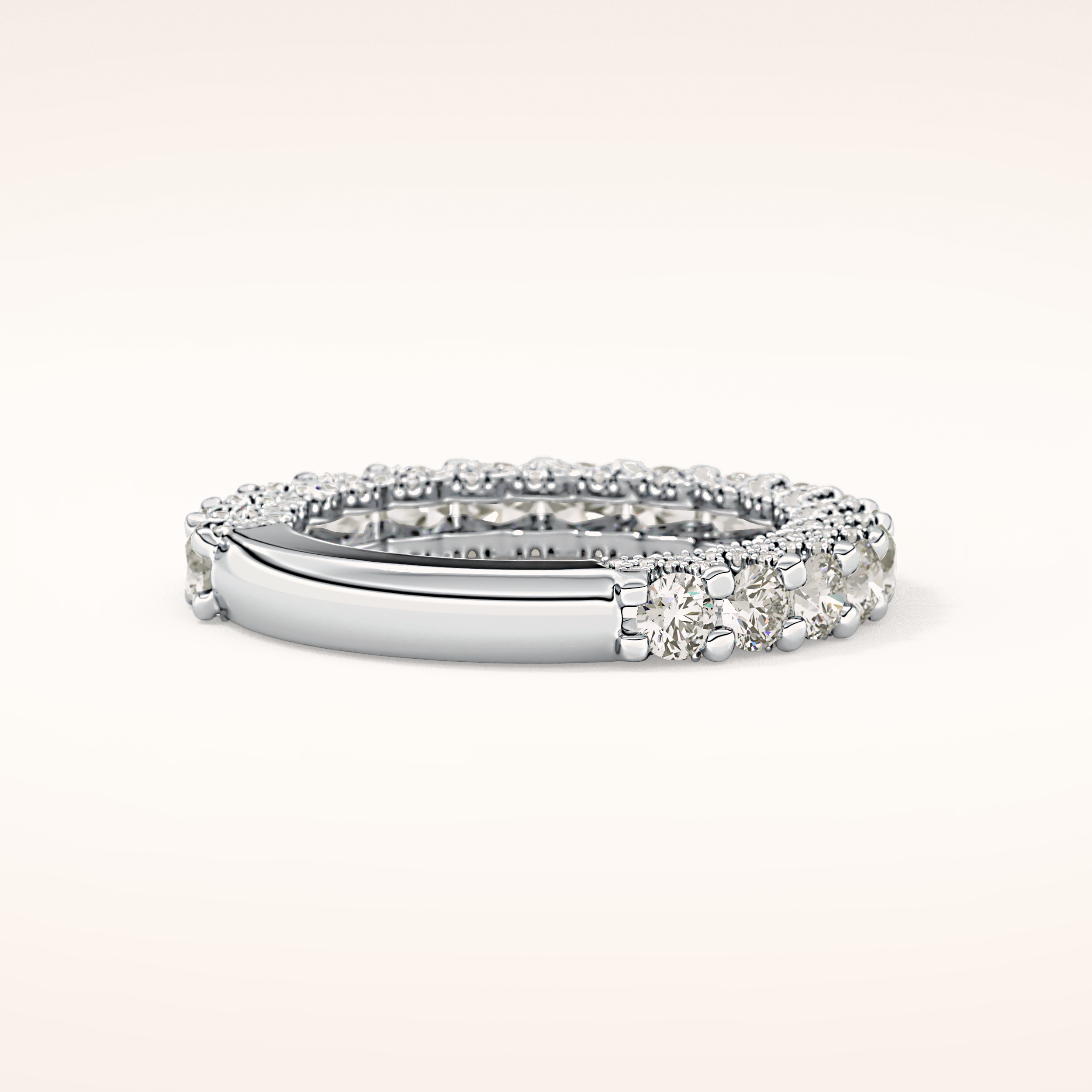1.83 TCW Round Shaped Moissanite Half Eternity Wedding Band