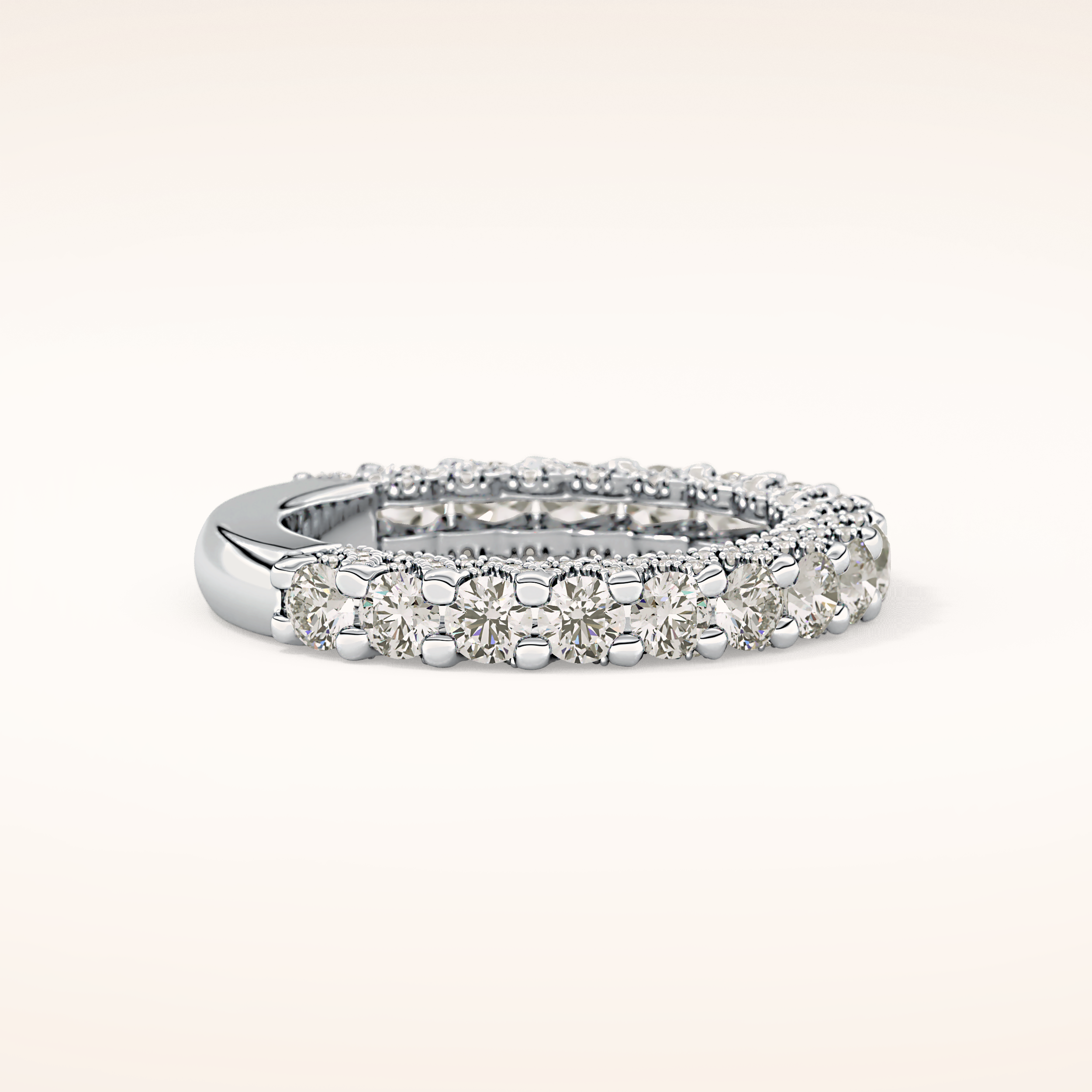 1.83 TCW Round Shaped Moissanite Half Eternity Wedding Band