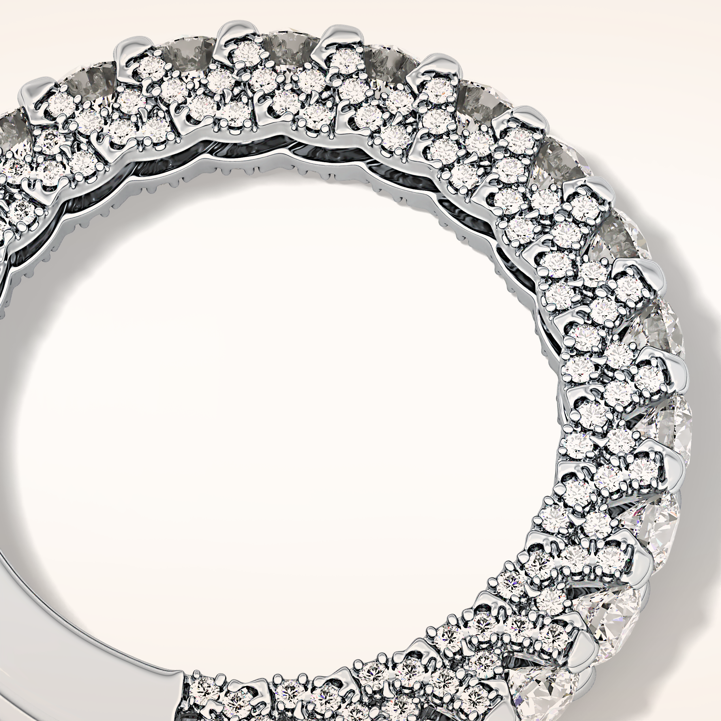 1.83 TCW Round Shaped Moissanite Half Eternity Wedding Band
