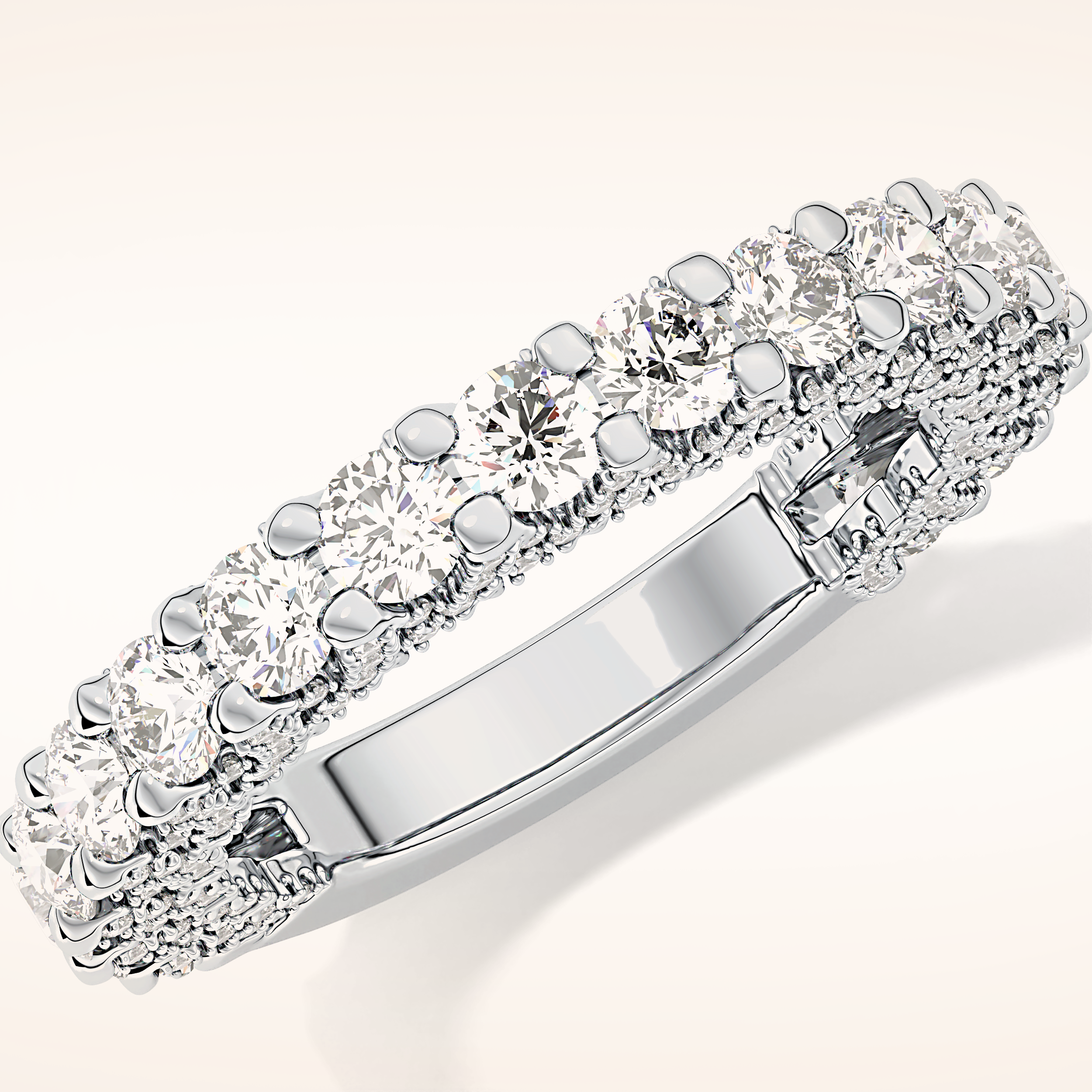 1.83 TCW Round Shaped Moissanite Half Eternity Wedding Band