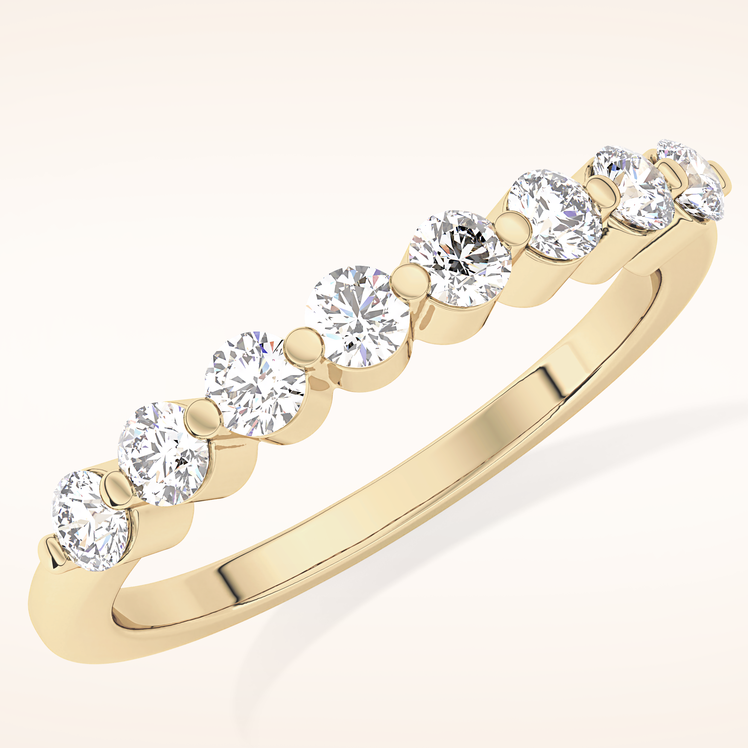 0.47 TCW Round Shaped Moissanite Half Eternity Wedding Band