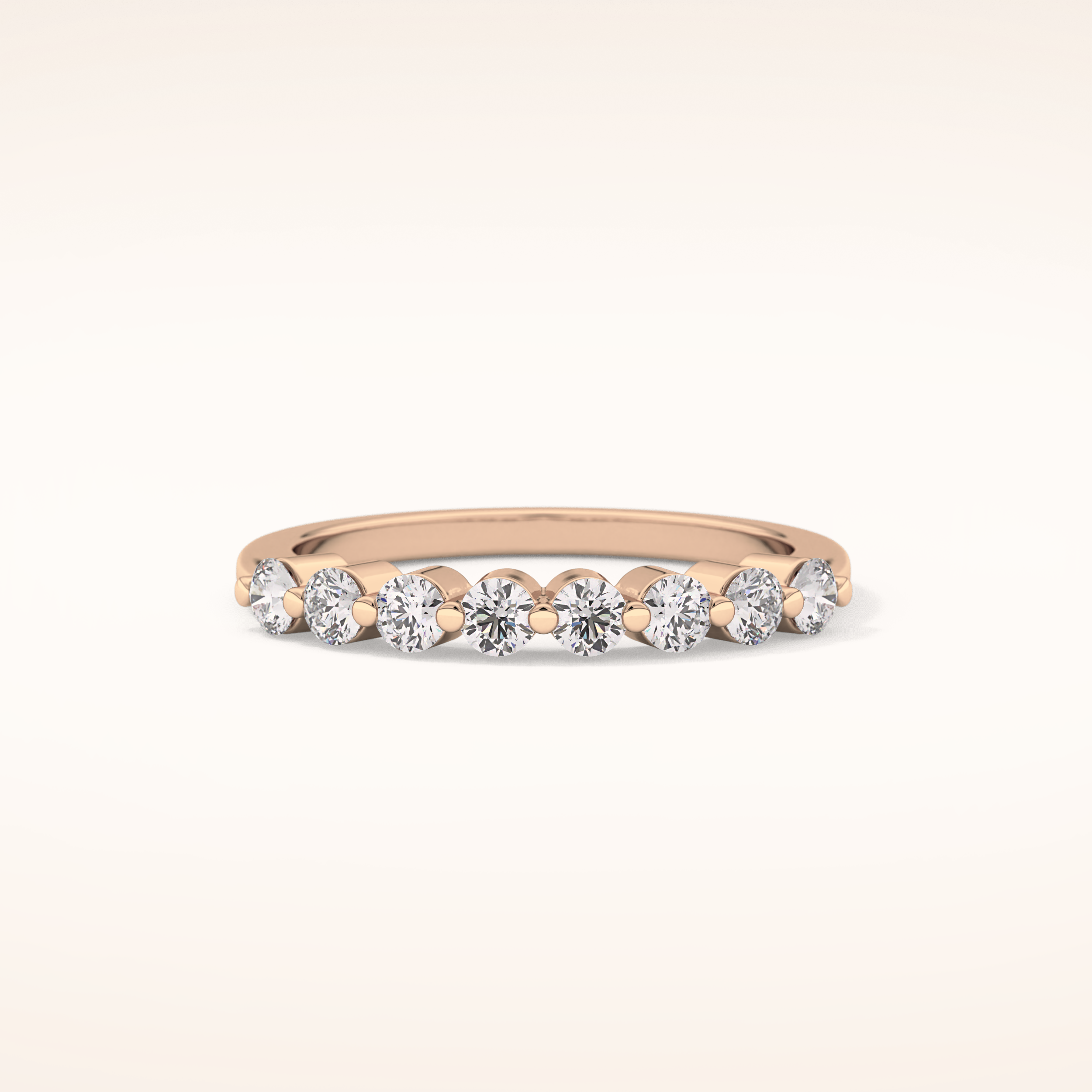 0.47 TCW Round Shaped Moissanite Half Eternity Wedding Band