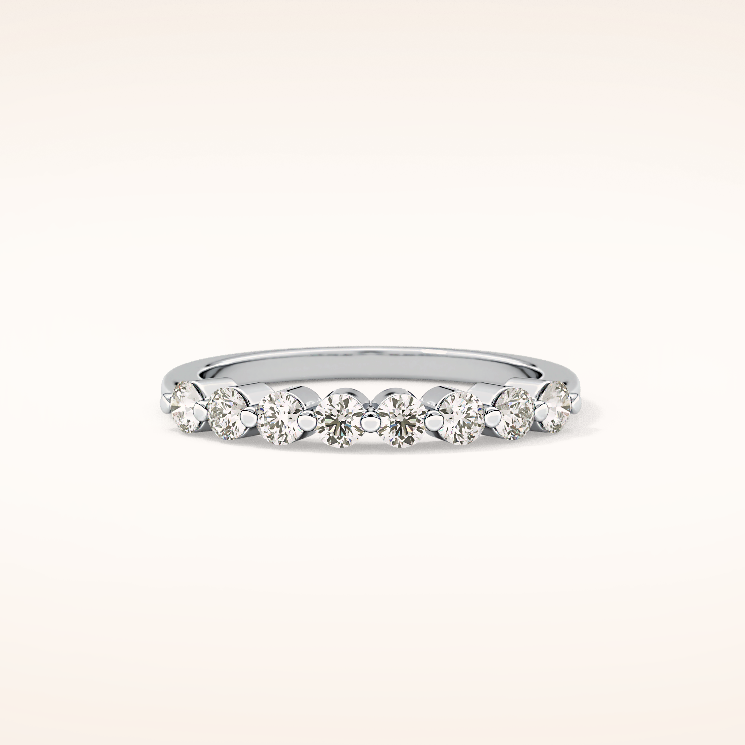 0.47 TCW Round Shaped Moissanite Half Eternity Wedding Band