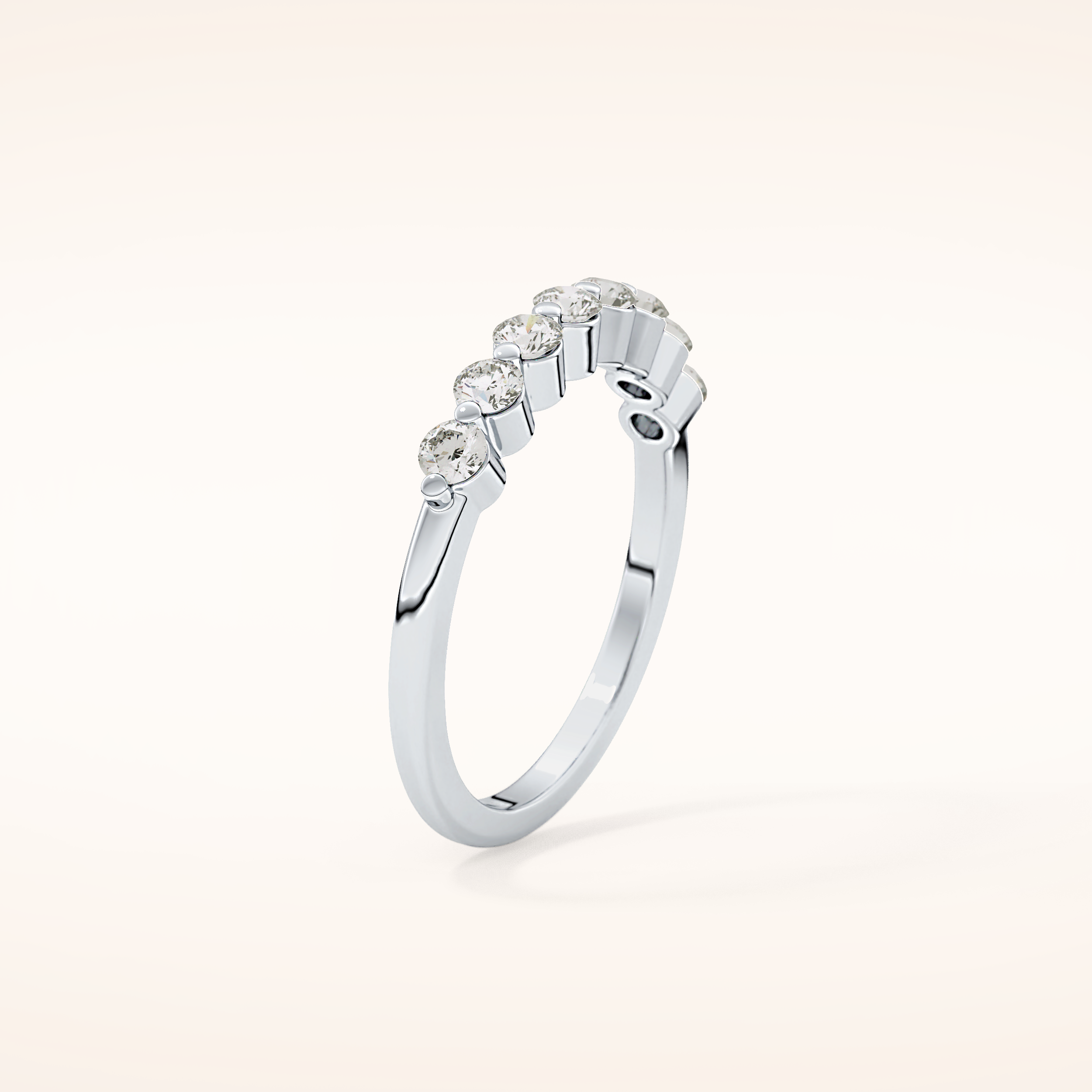 0.47 TCW Round Shaped Moissanite Half Eternity Wedding Band