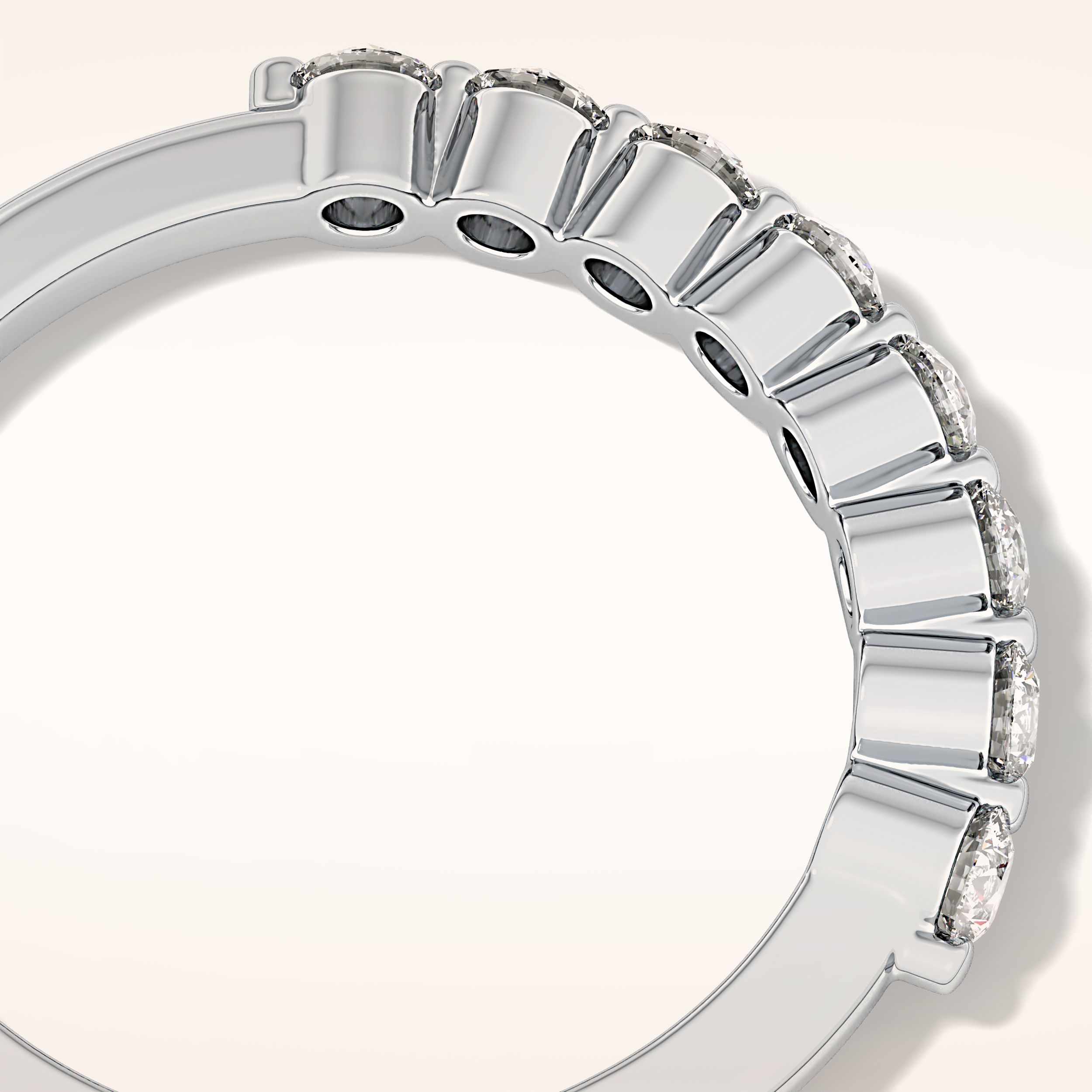 0.47 TCW Round Shaped Moissanite Half Eternity Wedding Band